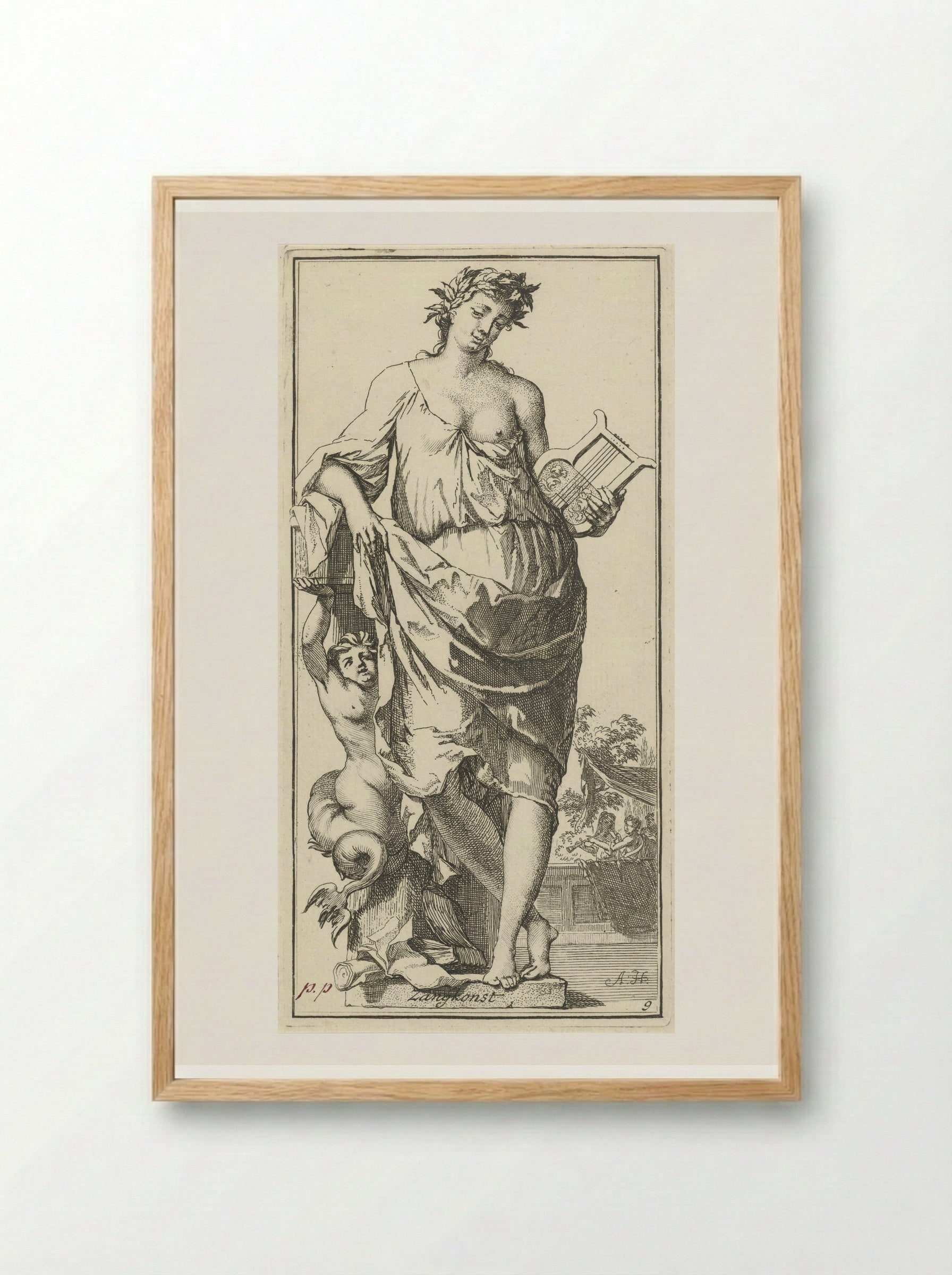 Personificatie van de zangkunst - Leonard Schenk - Framed Print Wood