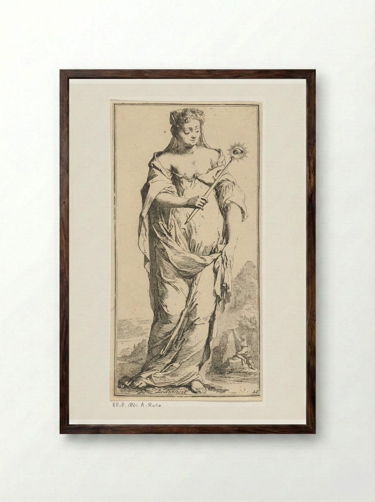 Personificatie van de zedigheid - Leonard Schenk - Framed Print Dark Wood