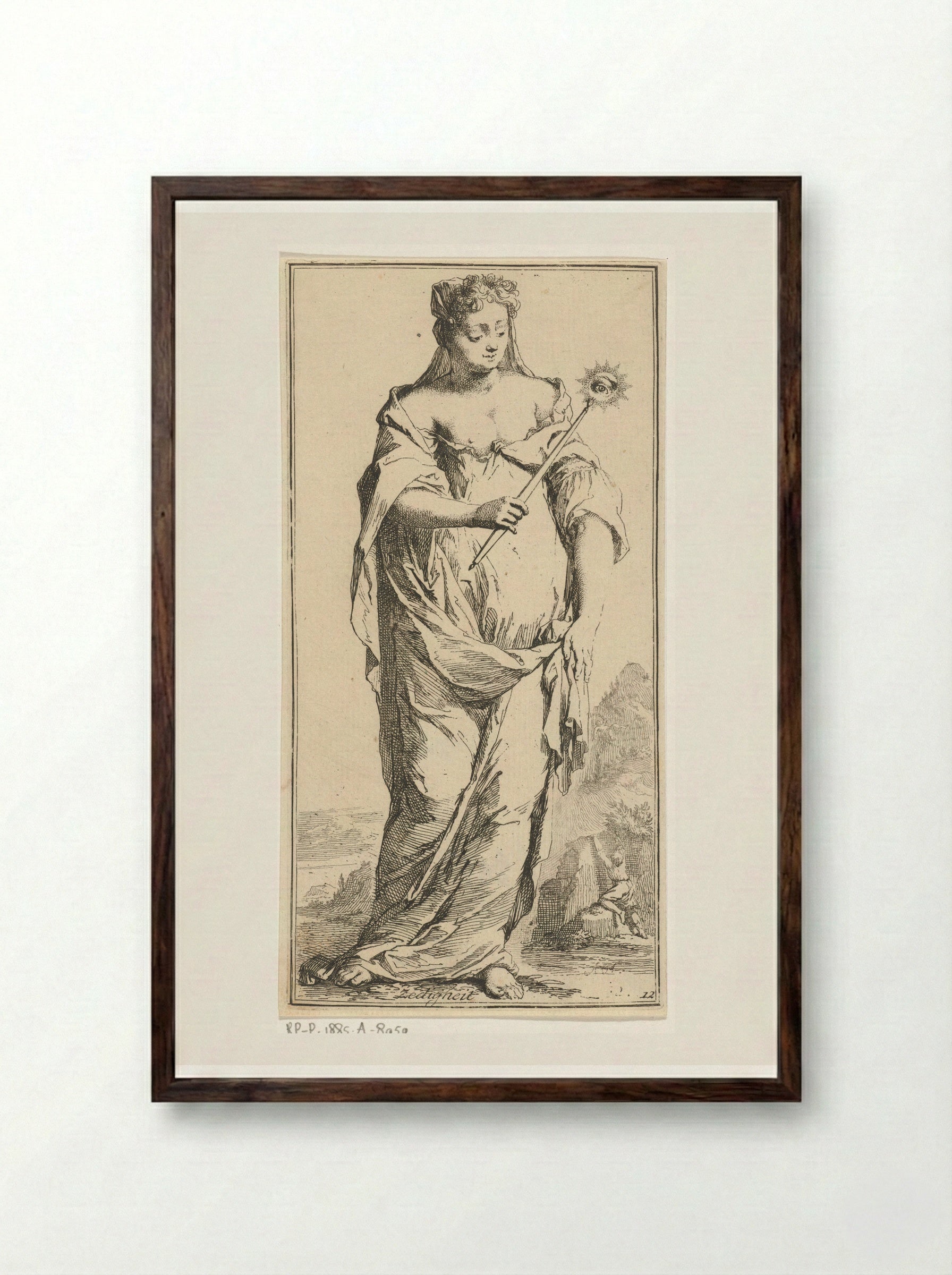 Personificatie van de zedigheid - Leonard Schenk - Framed Print Dark Wood
