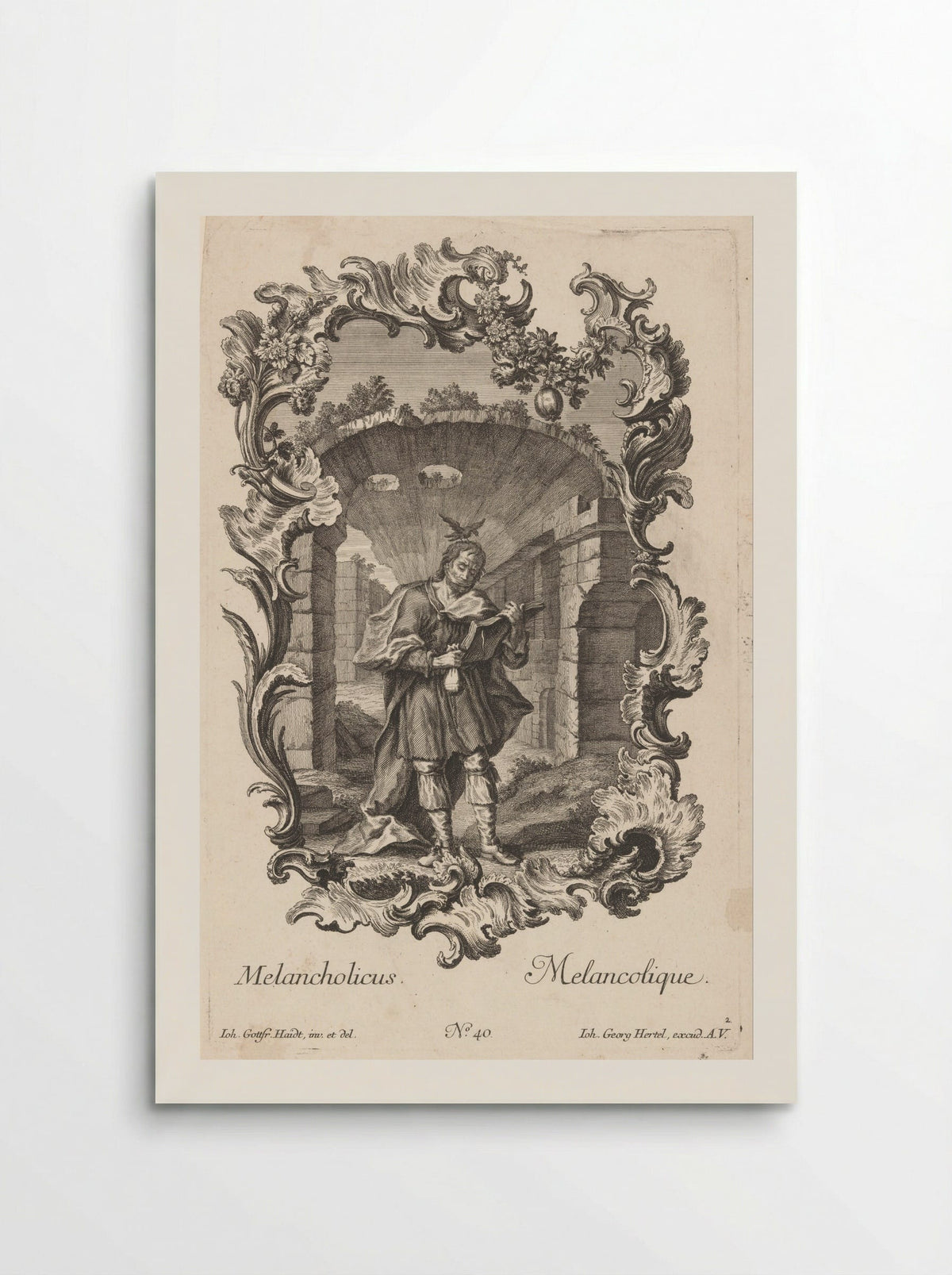 Personificatie van het melancholisch temperament - Johann Gottfried Thelott - Poster