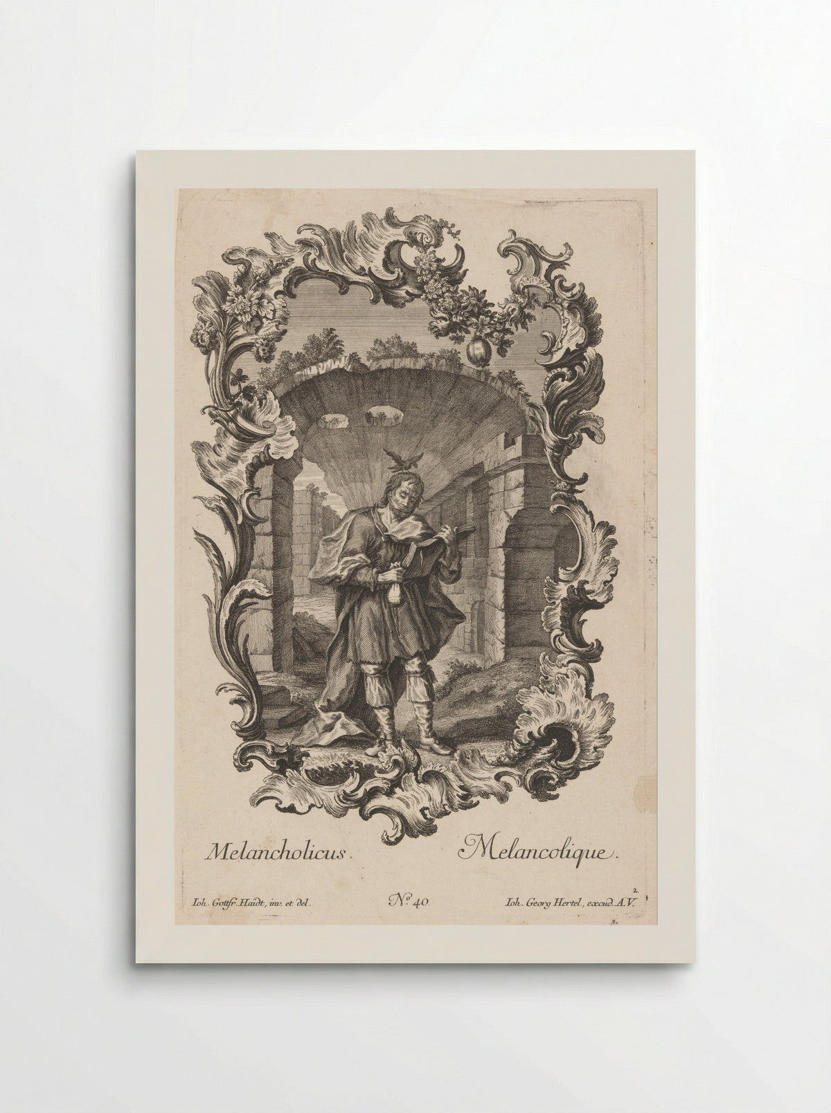Personificatie van het melancholisch temperament - Johann Gottfried Thelott - Poster