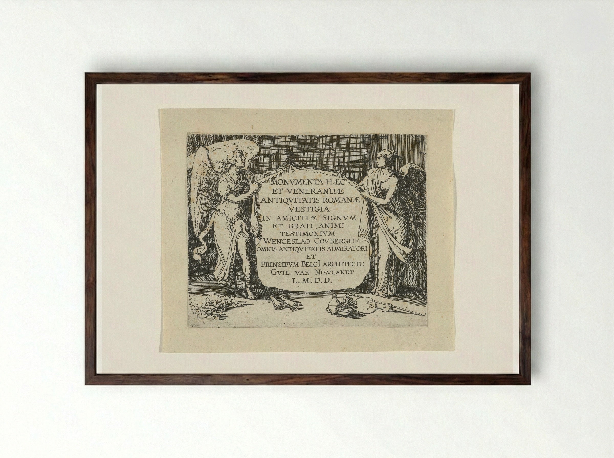 Personificaties van Faam en Kunst - Guilliam van Nieulandt (II) - Framed Print Dark Wood