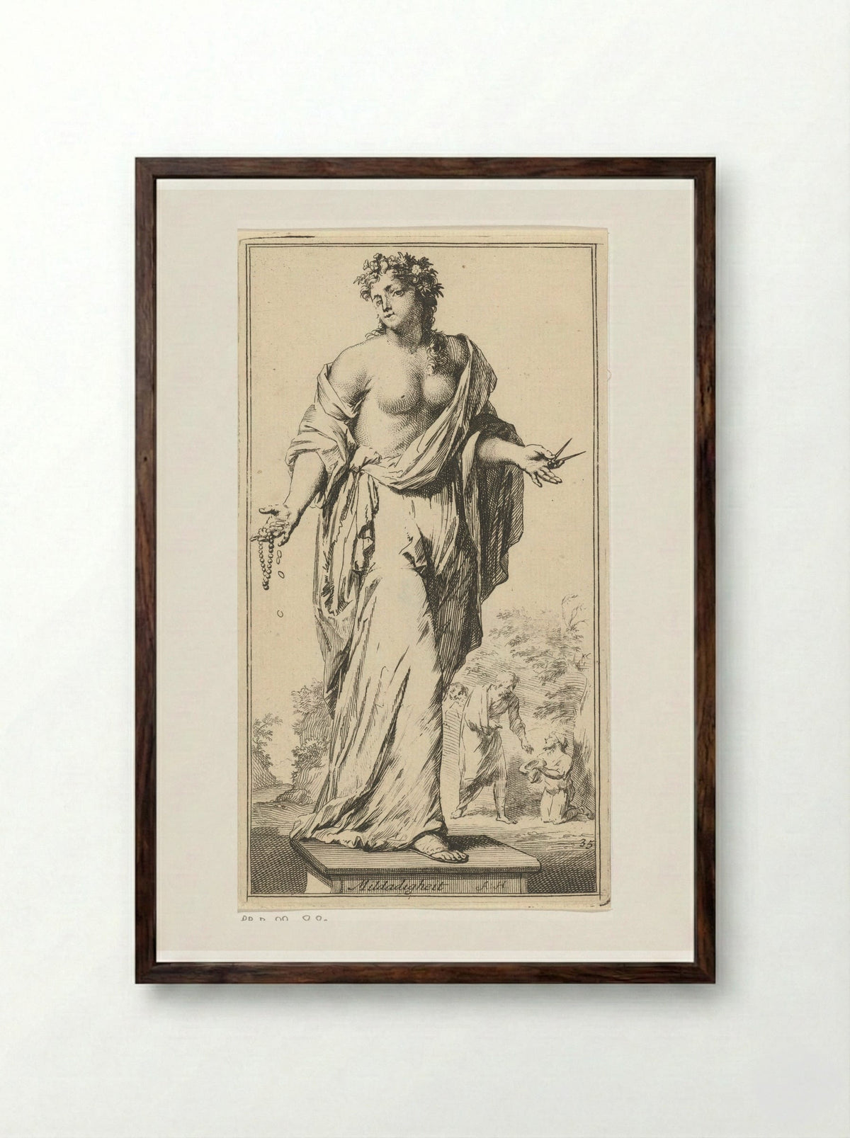Personification of Charity - Leonard Schenk - Framed Print Dark Wood