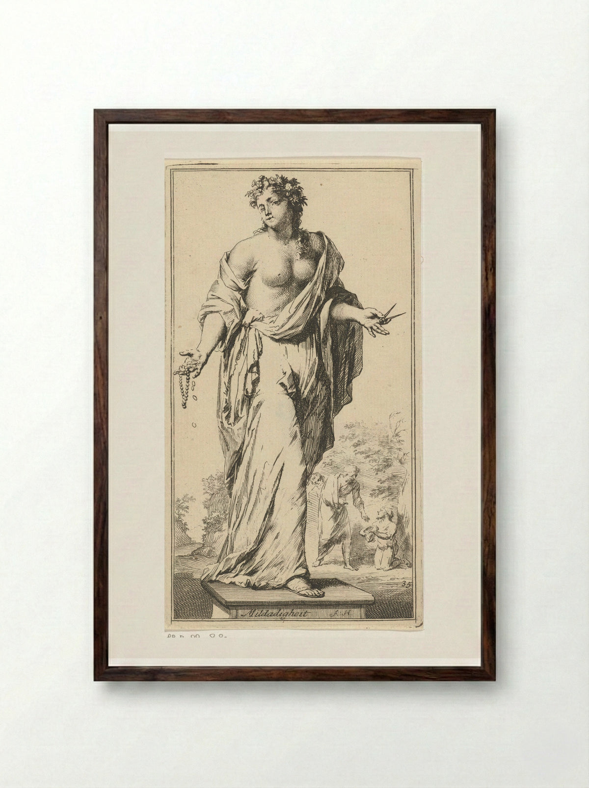 Personification of Charity - Leonard Schenk - Framed Print Dark Wood