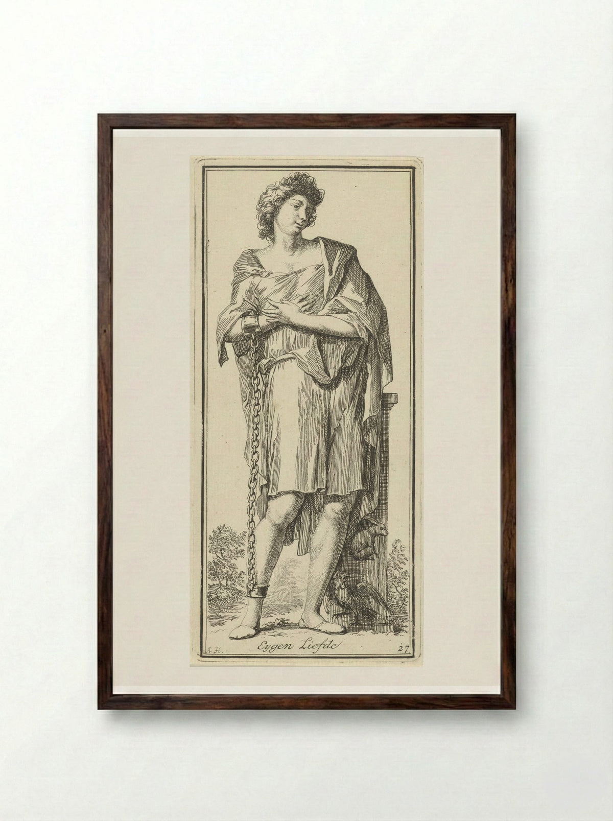 Personification of Self-Love - Leonard Schenk - Framed Print Dark Wood