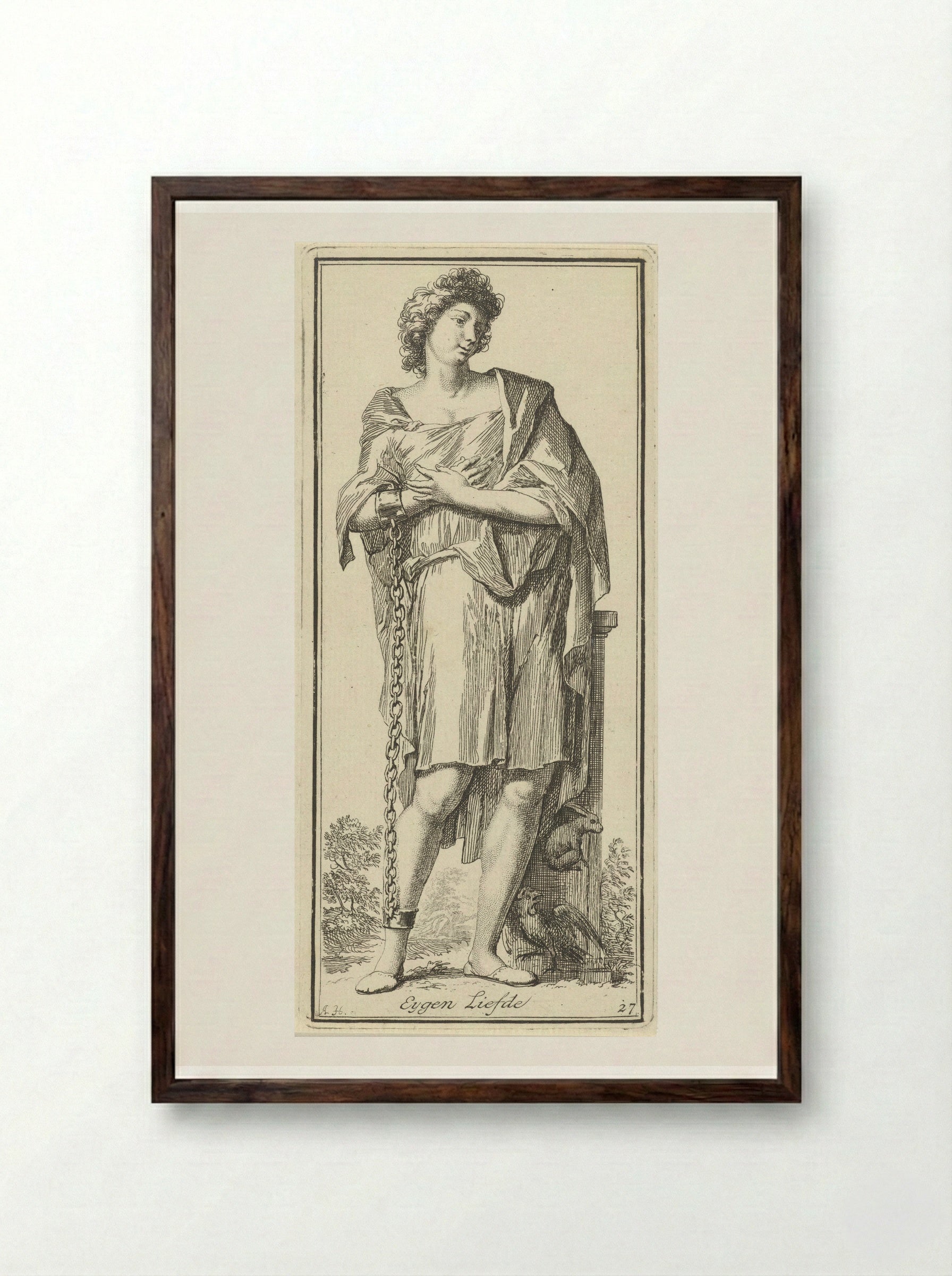 Personification of Self-Love - Leonard Schenk - Framed Print Dark Wood