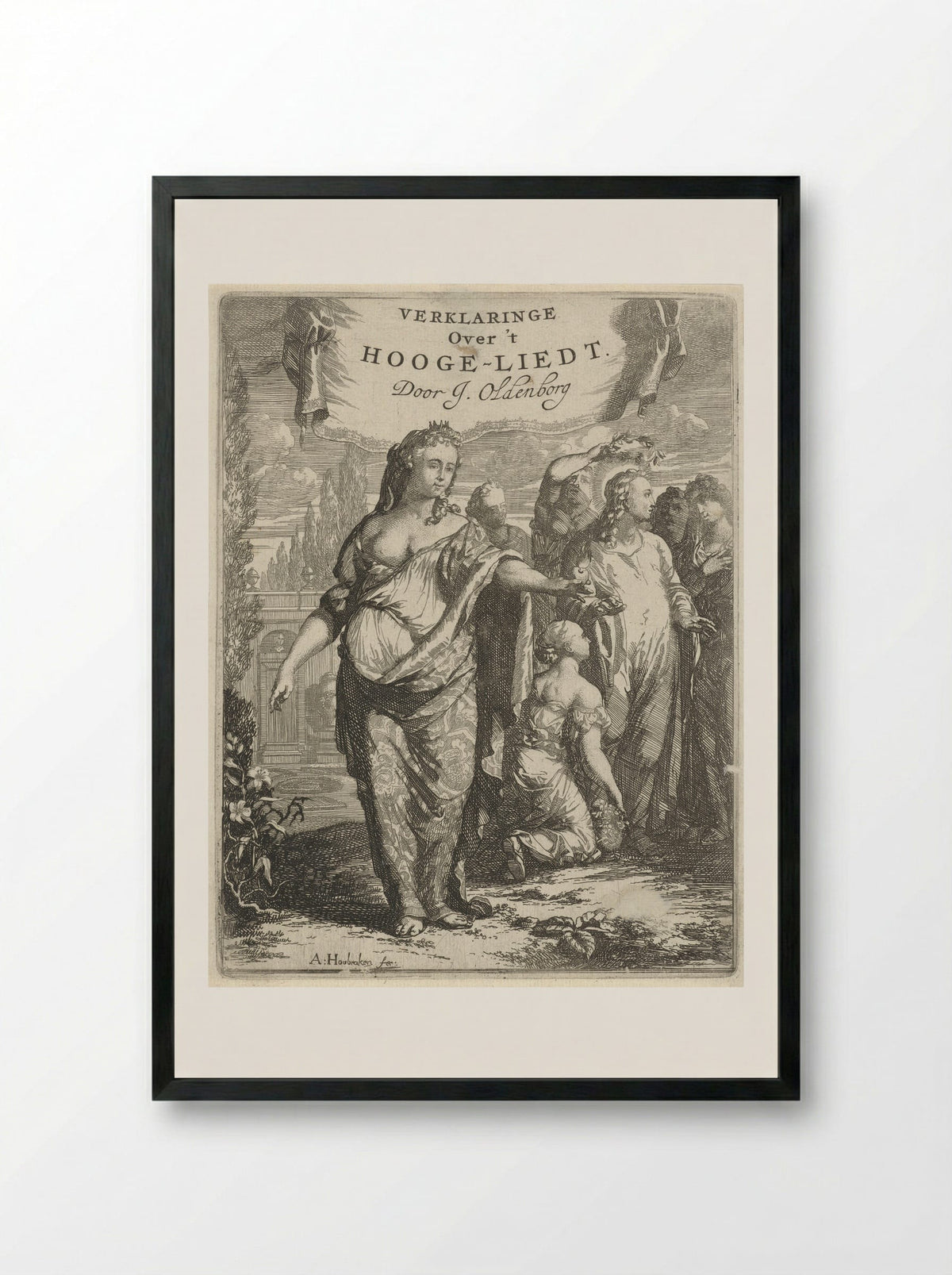 Personified Love and the Crowned Christ - Arnold Houbraken - Framed Print Black