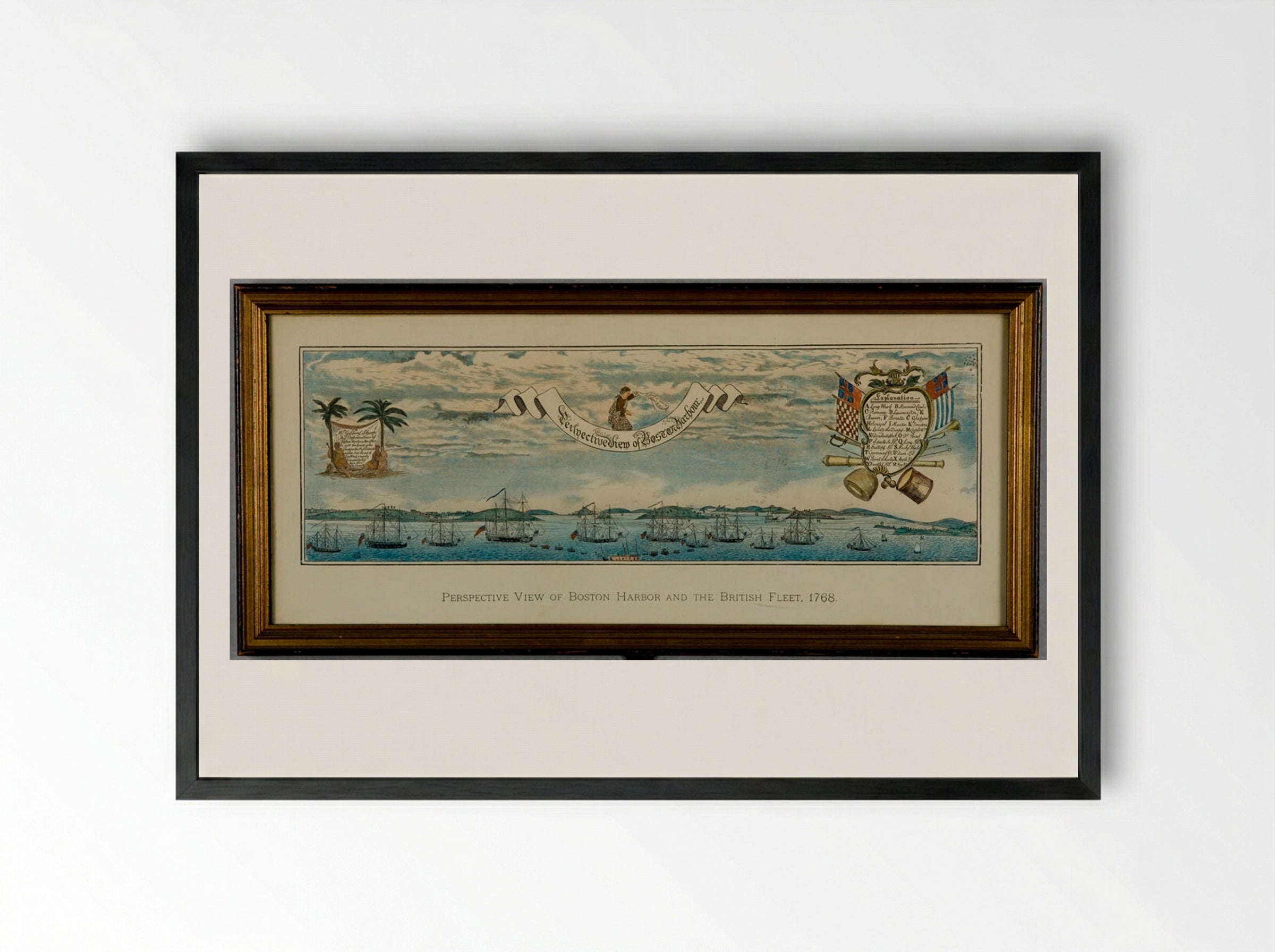 Perspective View of Boston Harbour - Sidney L. Smith - Framed Print Black