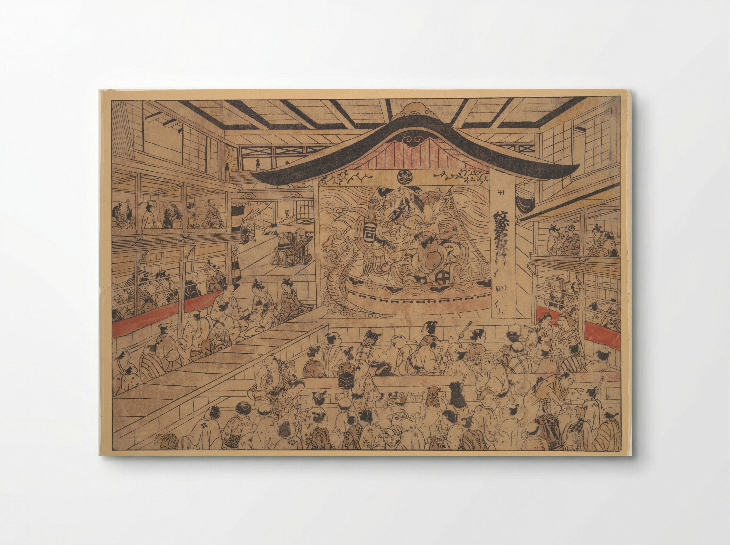 Perspective View of a Kabuki Theatre - Okumura Masanobu - Poster