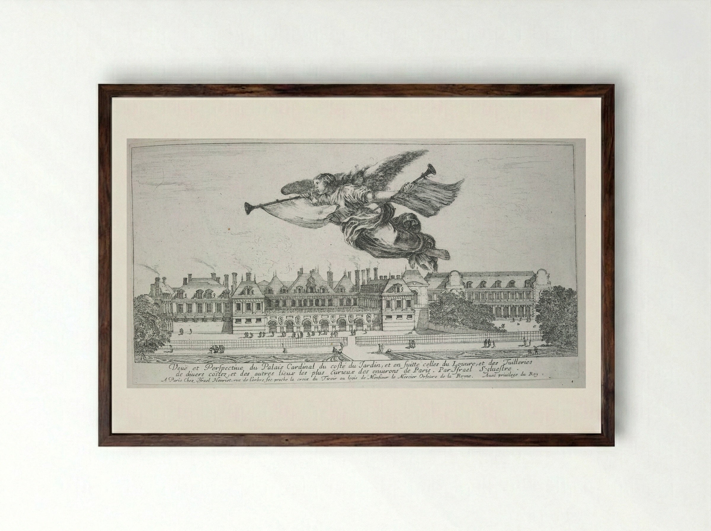 Perspective View of the Louvre and Tuileries - Israël Silvestre - Framed Print Dark Wood