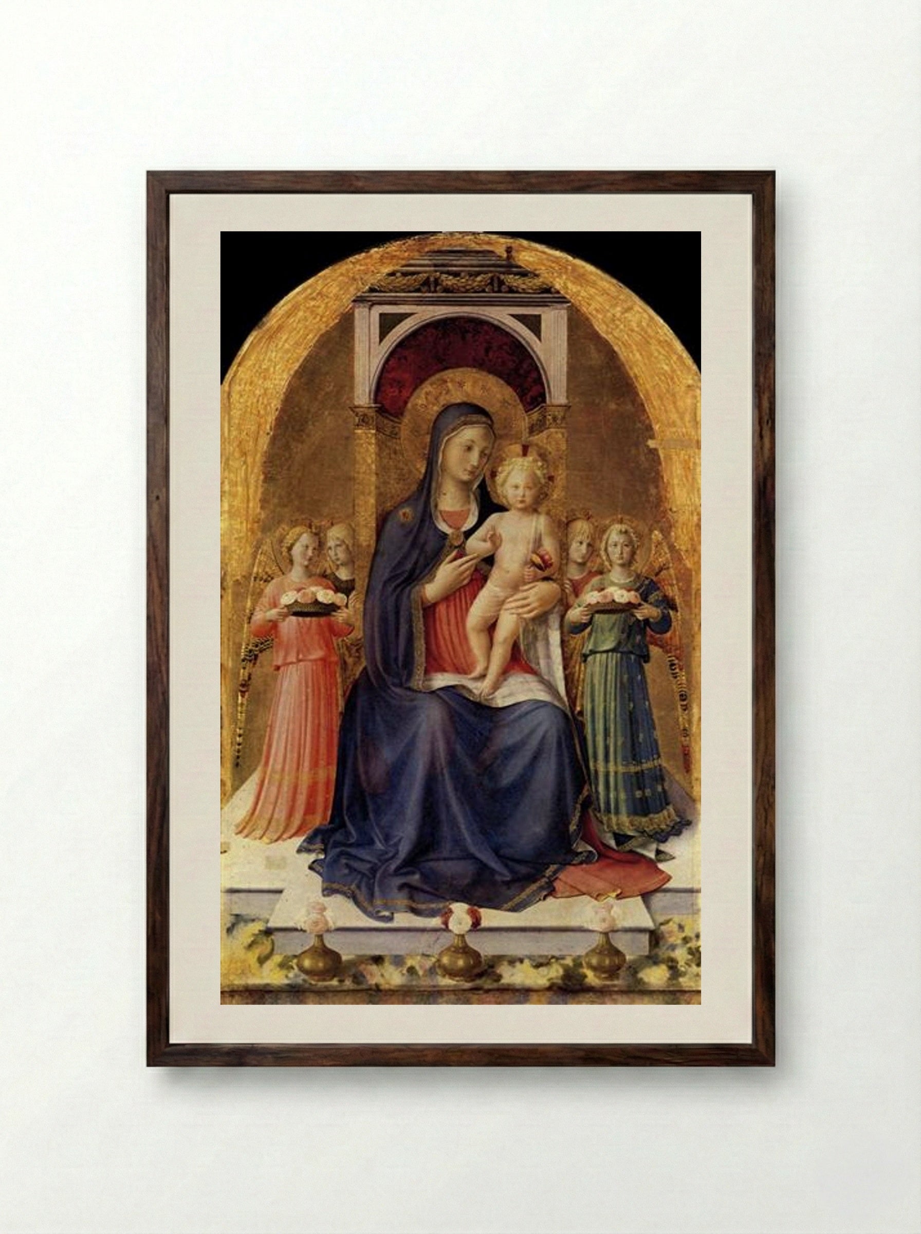 Perugia Altarpiece (central panel) - Fra Angelico - Framed Print Dark Wood