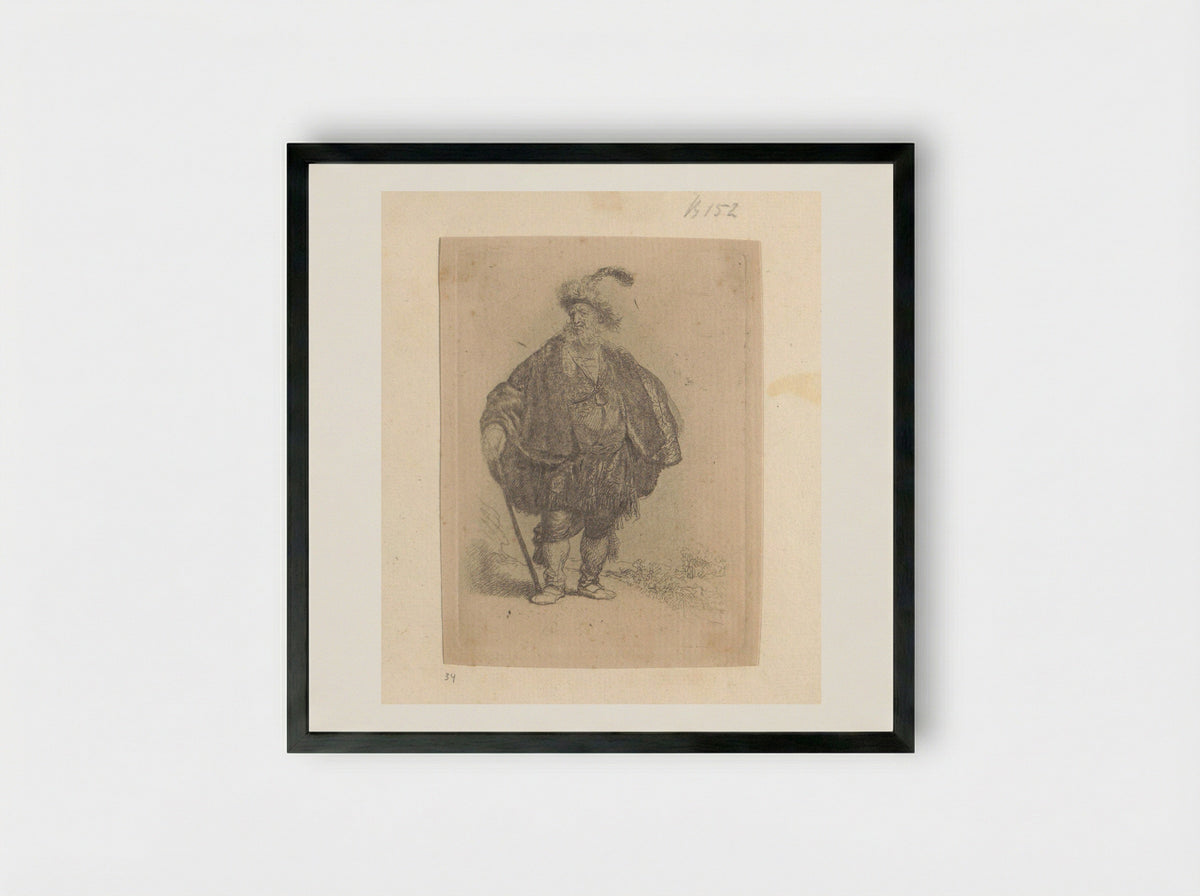 Perzische man - Henry Louis Basan - Framed Print Black