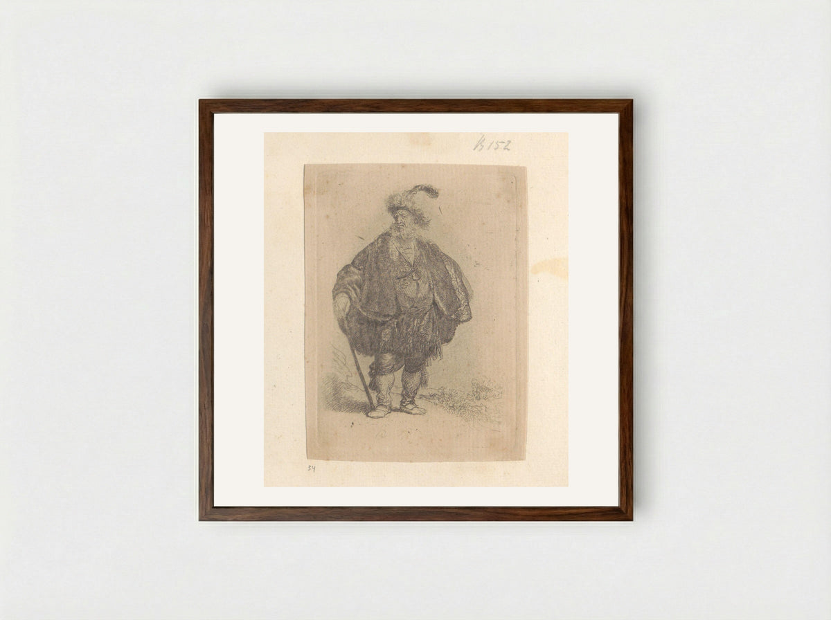 Perzische man - Henry Louis Basan - Framed Print Dark Wood