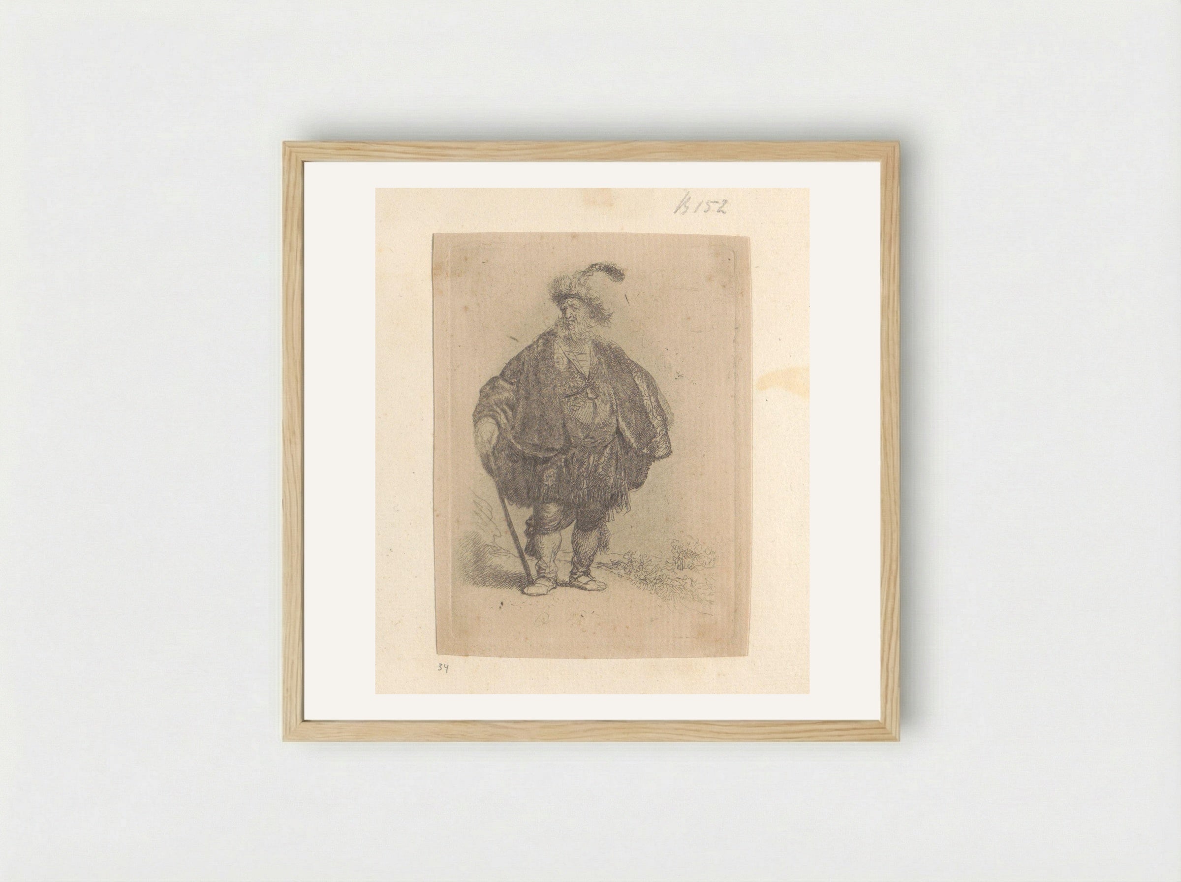 Perzische man - Henry Louis Basan - Framed Print Wood