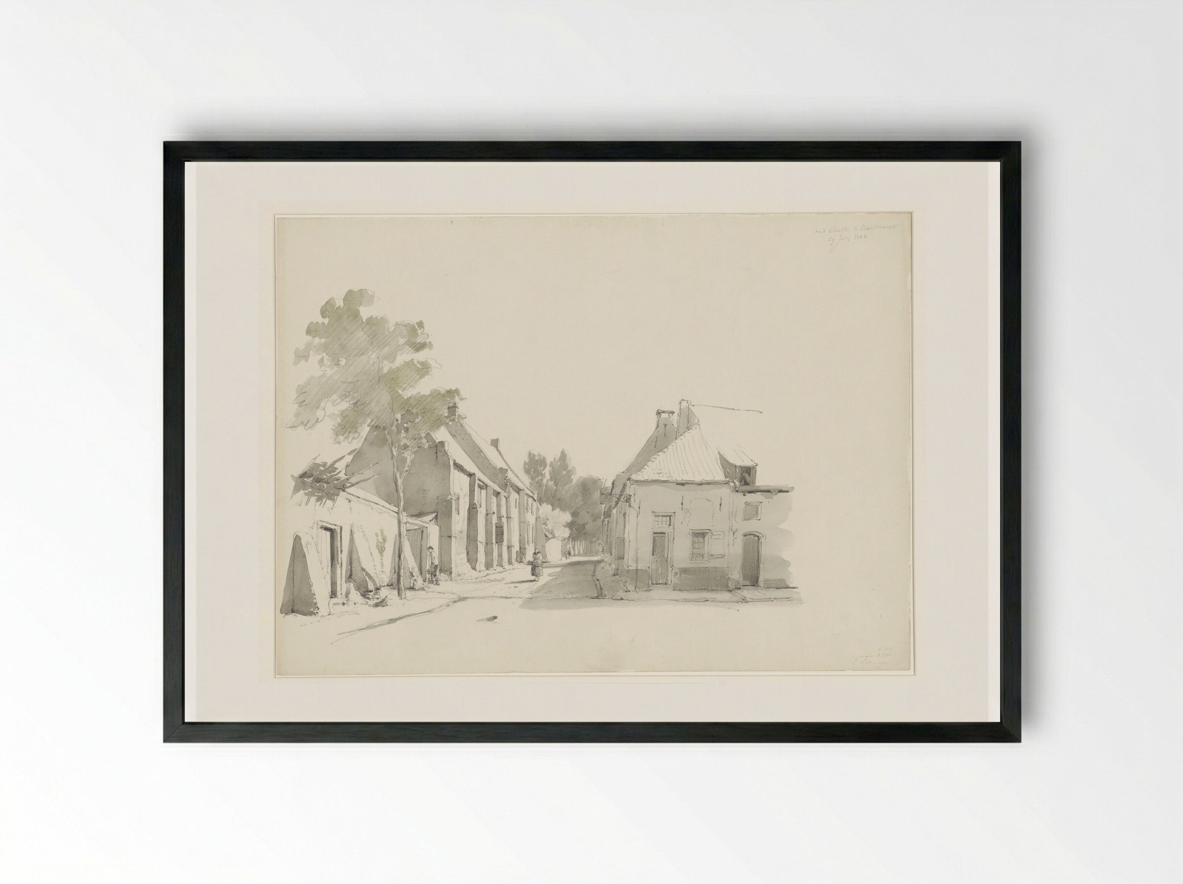 Pesthuisstraatje met het oude klooster te Harderwijk - Cornelis Springer - Framed Print Black