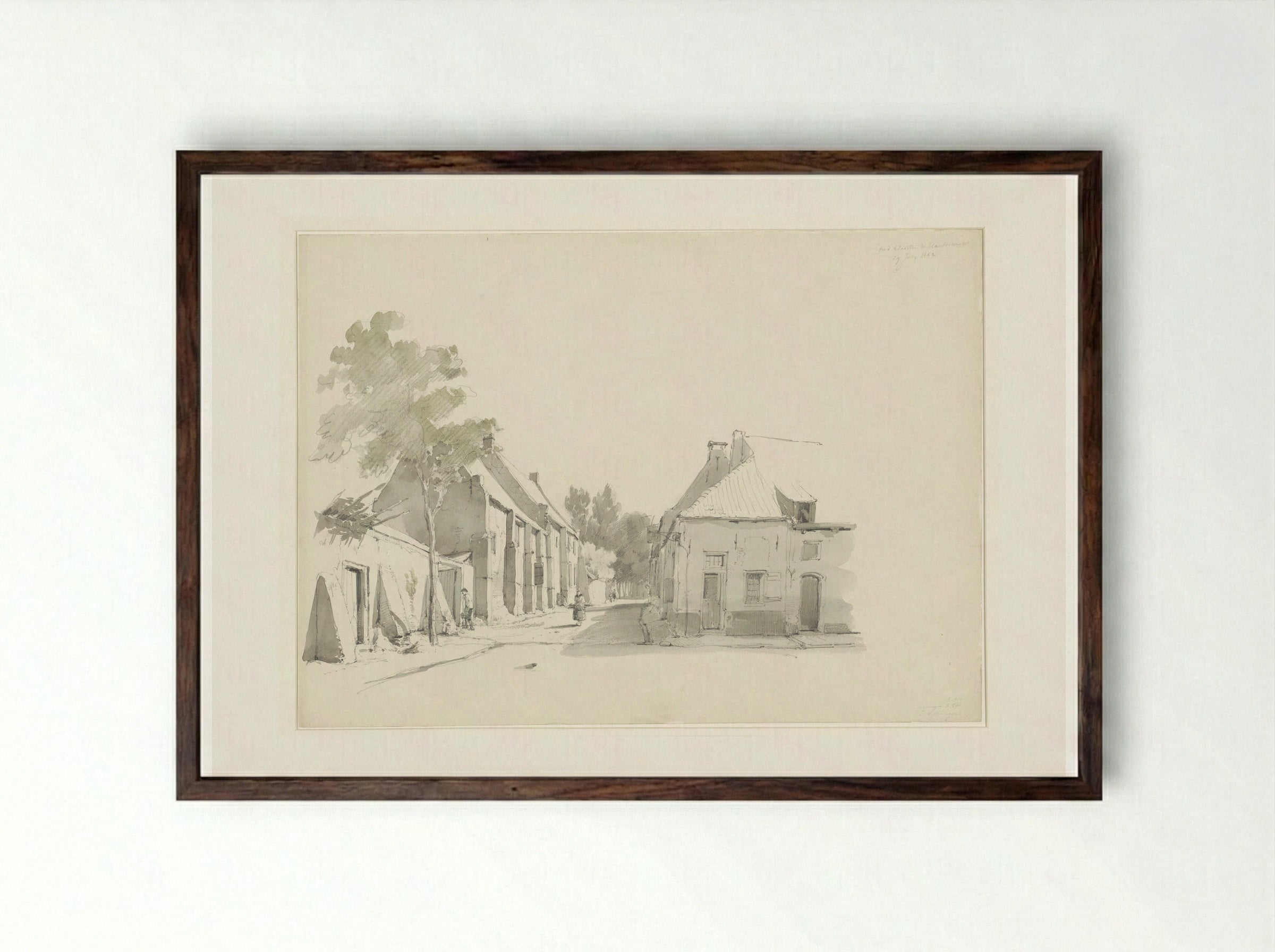 Pesthuisstraatje met het oude klooster te Harderwijk - Cornelis Springer - Framed Print Dark Wood