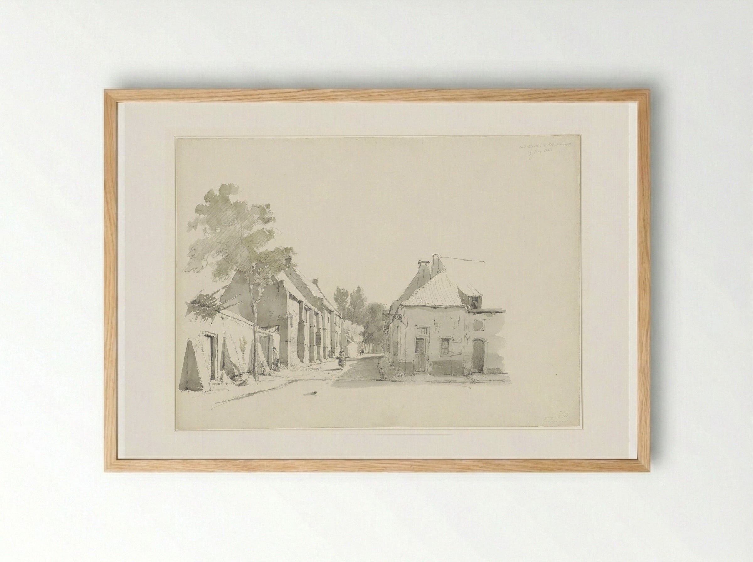 Pesthuisstraatje met het oude klooster te Harderwijk - Cornelis Springer - Framed Print Wood