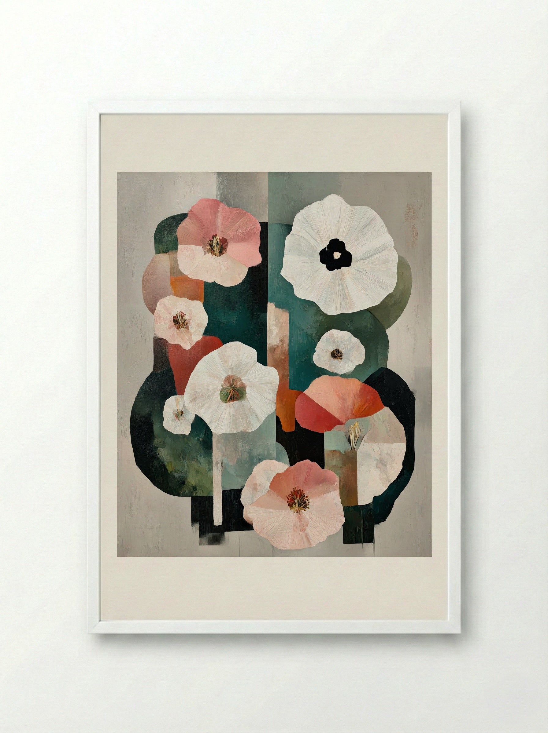 Petals and Perspectives - Framed Print White