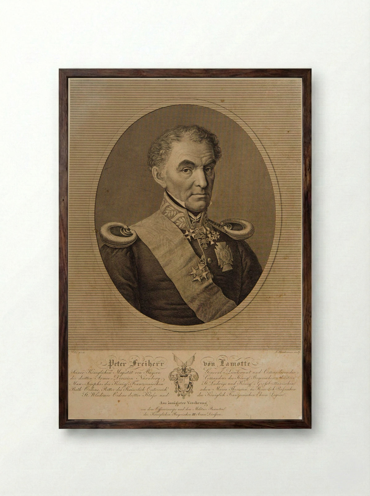Peter, Baron Lamotte - Friedrich Fleischmann - Framed Print Dark Wood
