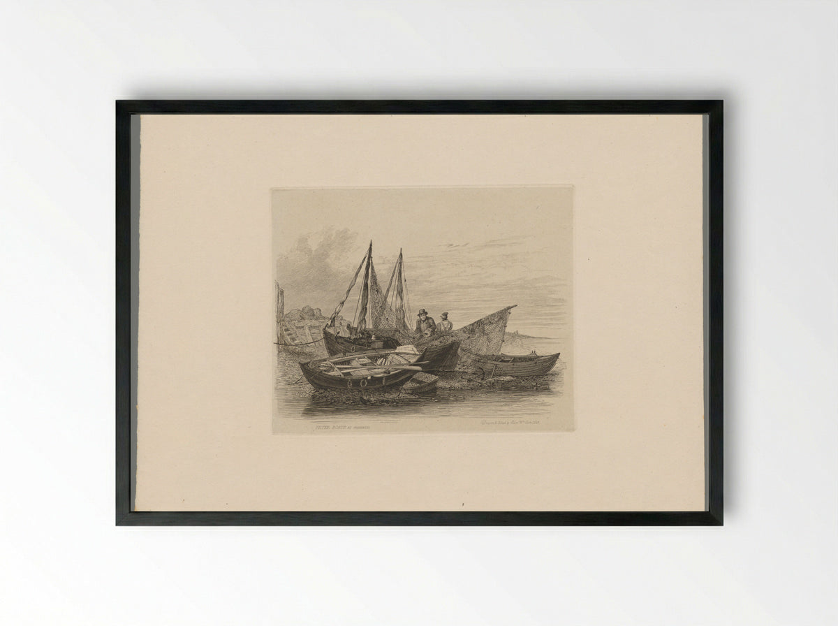 Peter Boats at Greenwich - S.H. Hawkins - Framed Print Black