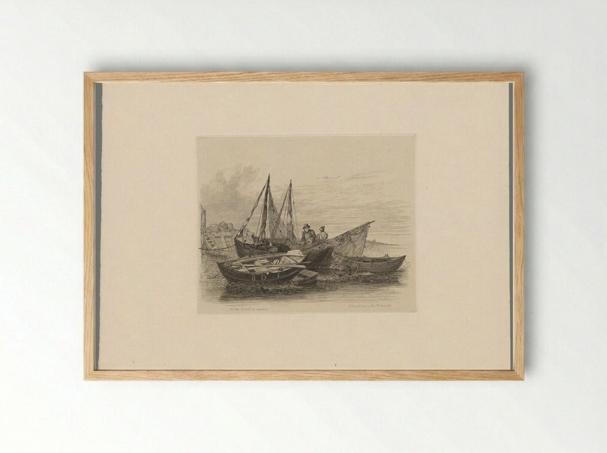 Peter Boats at Greenwich - S.H. Hawkins - Framed Print Wood