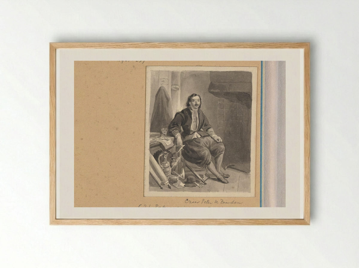 Peter de Grote in zijn huis in Zaandam - Johann Wilhelm Kaiser (I) - Framed Print Wood