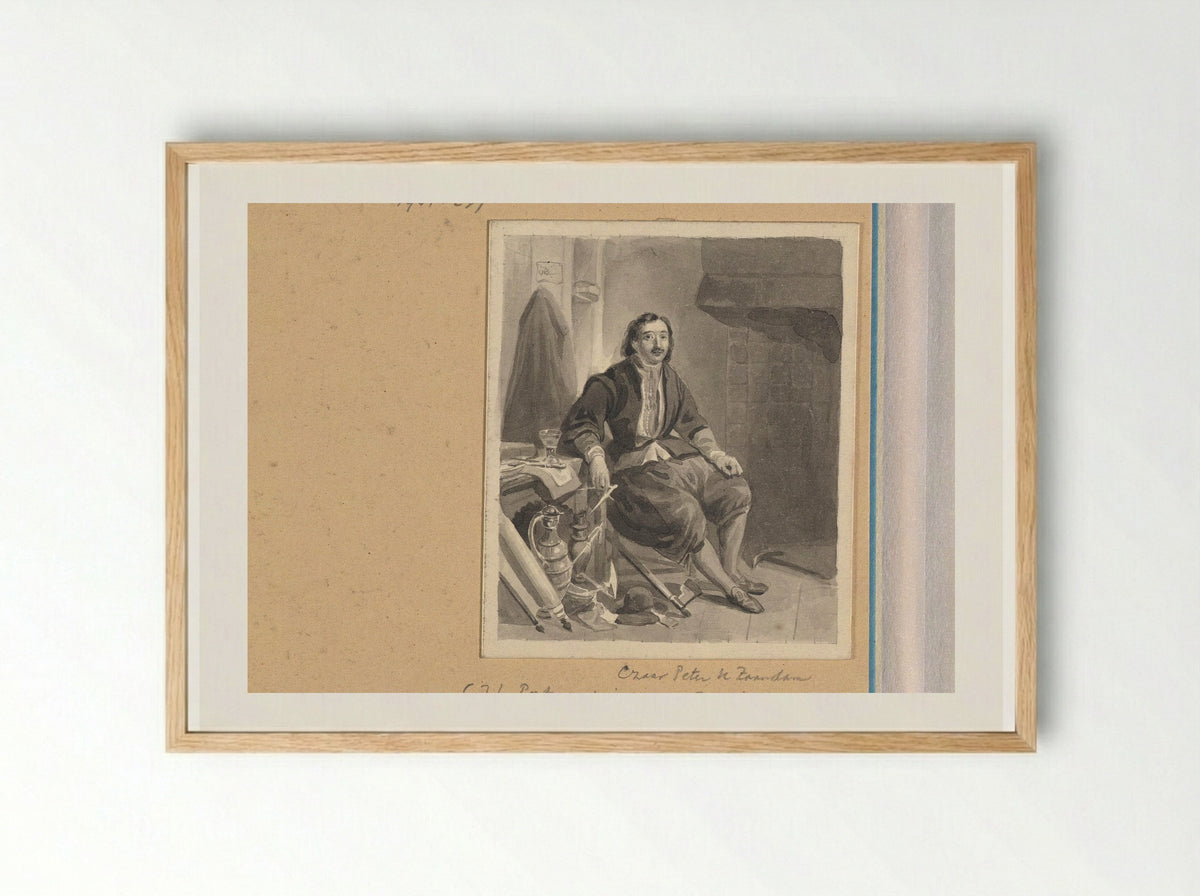 Peter de Grote in zijn huis in Zaandam - Johann Wilhelm Kaiser (I) - Framed Print Wood