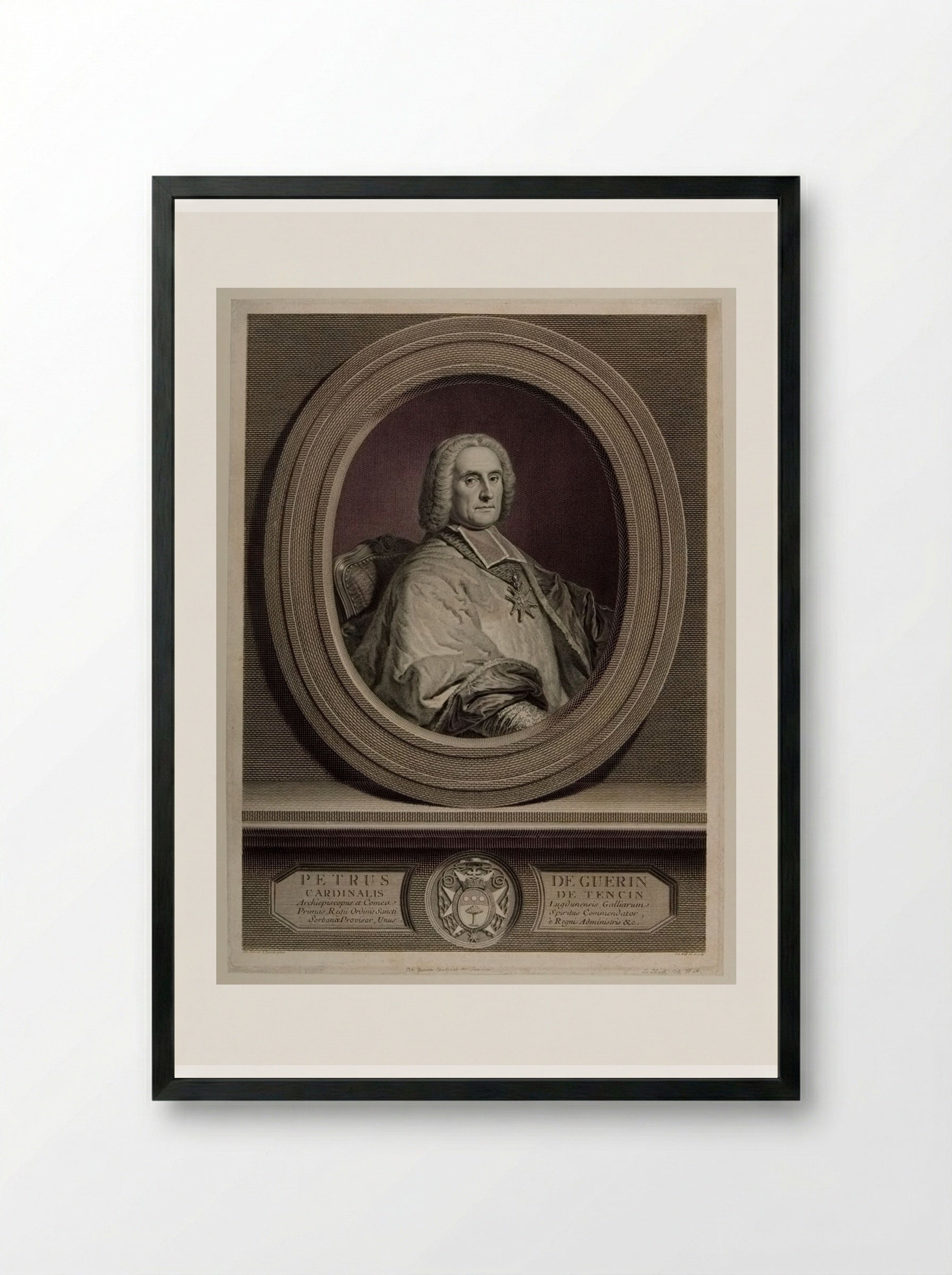 Peter de Guerin, Cardinal of Tencin - Johann Georg Wille - Framed Print Black