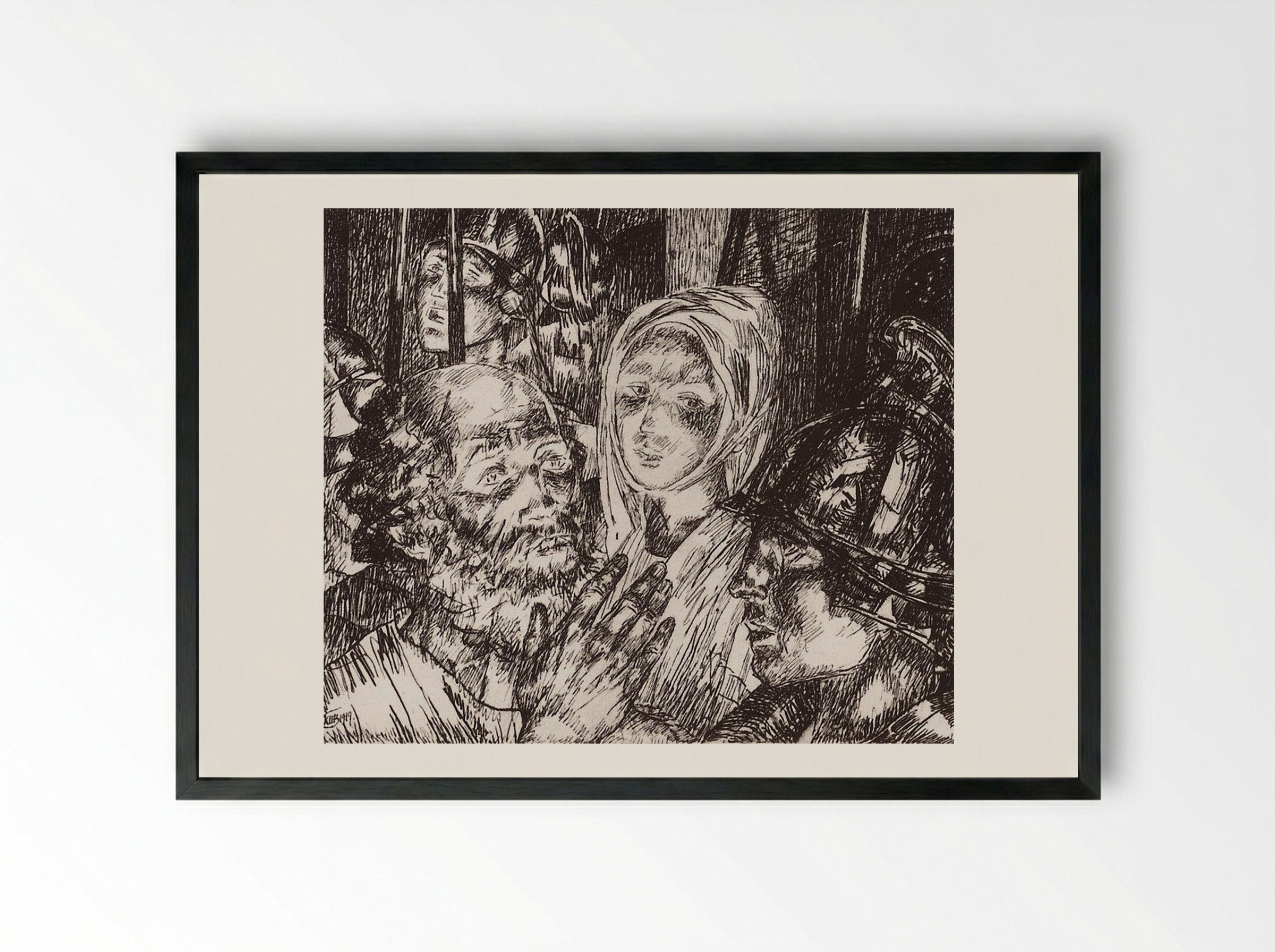 Peter's Denial - Kuzma Petrov-Vodkin - Framed Print Black
