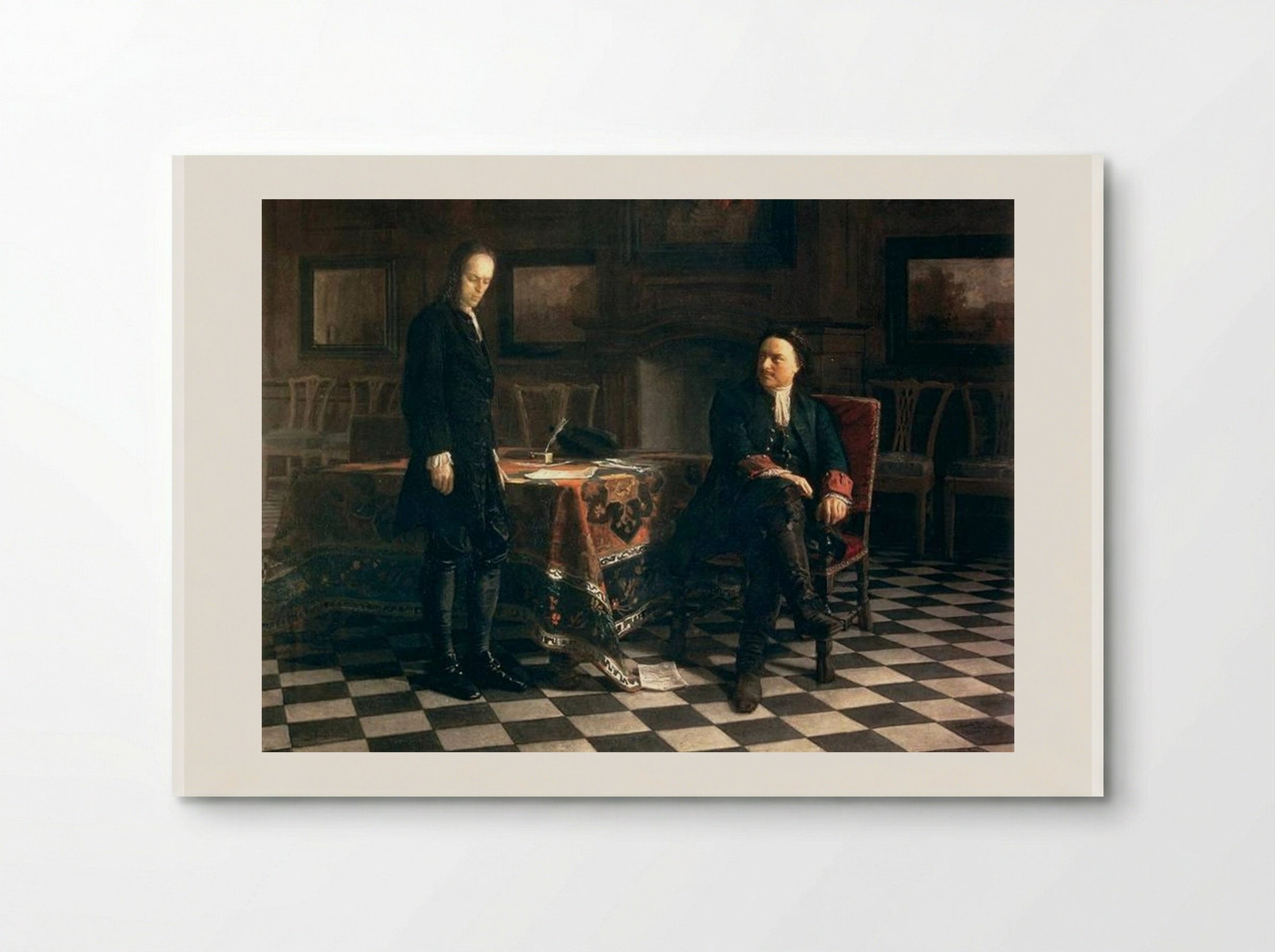 Peter the Great Interrogating the Tsarevich Alexei Petrovich at Peterhof - Nikolai Ge - Poster