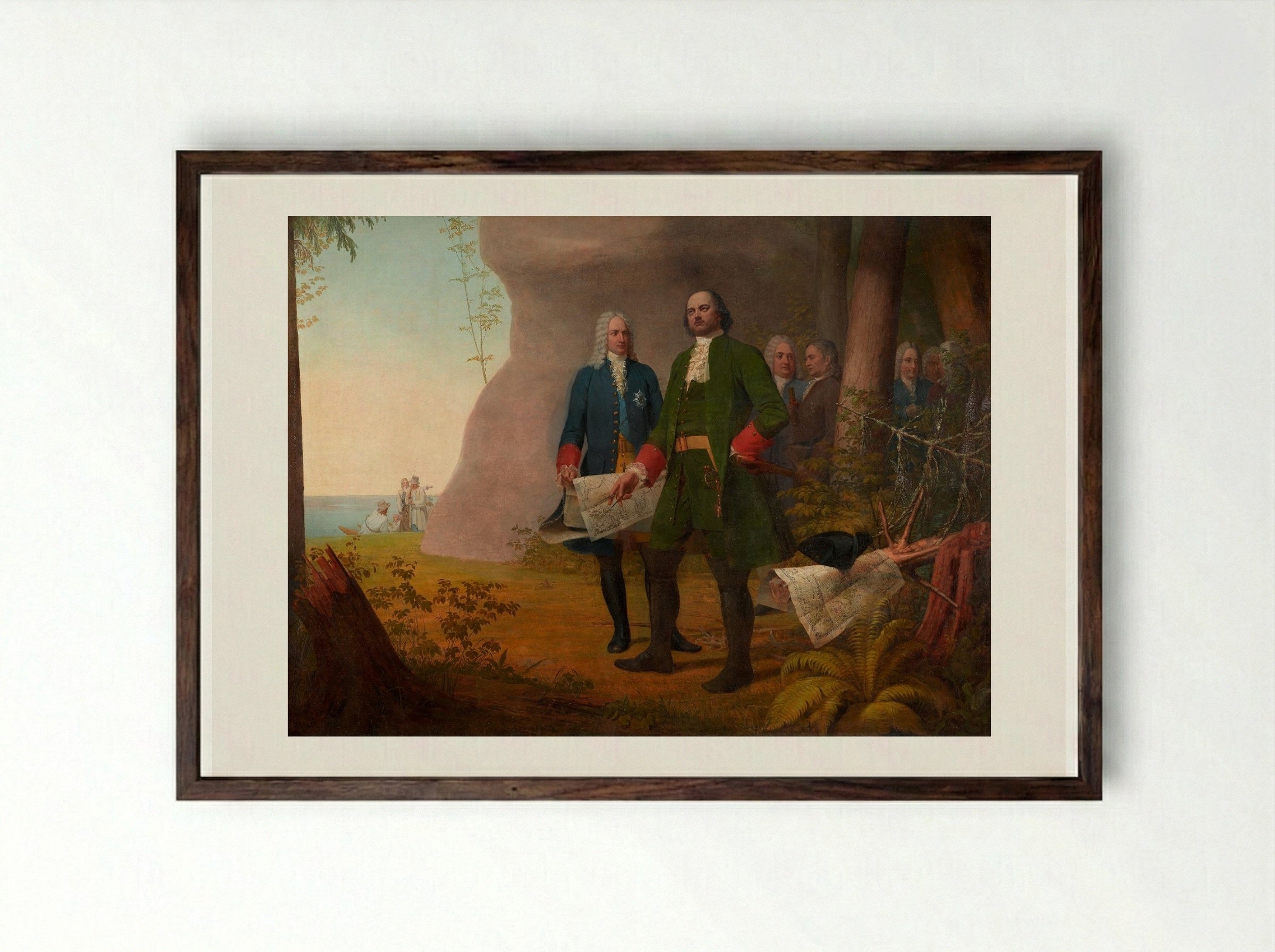 Peter the Great. Founding of St. Petersburg - Alexey Venetsianov - Framed Print Dark Wood