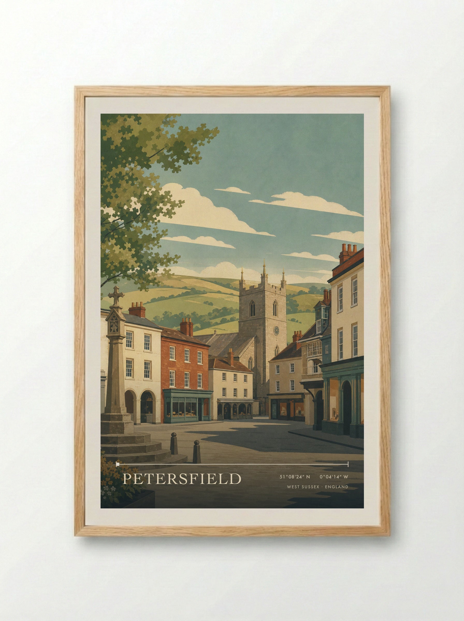 Petersfield West Sussex England Travel Poster - Framed Print Wood