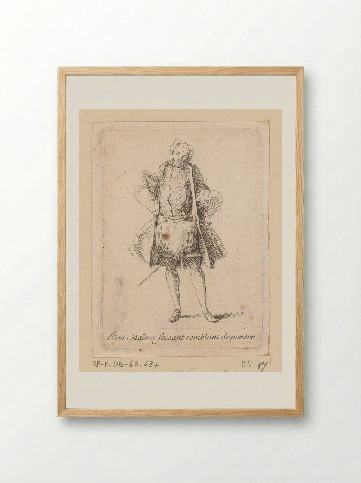 Petit Maître faisant semblant de penser - Charles-Antoine Coypel - Framed Print Wood