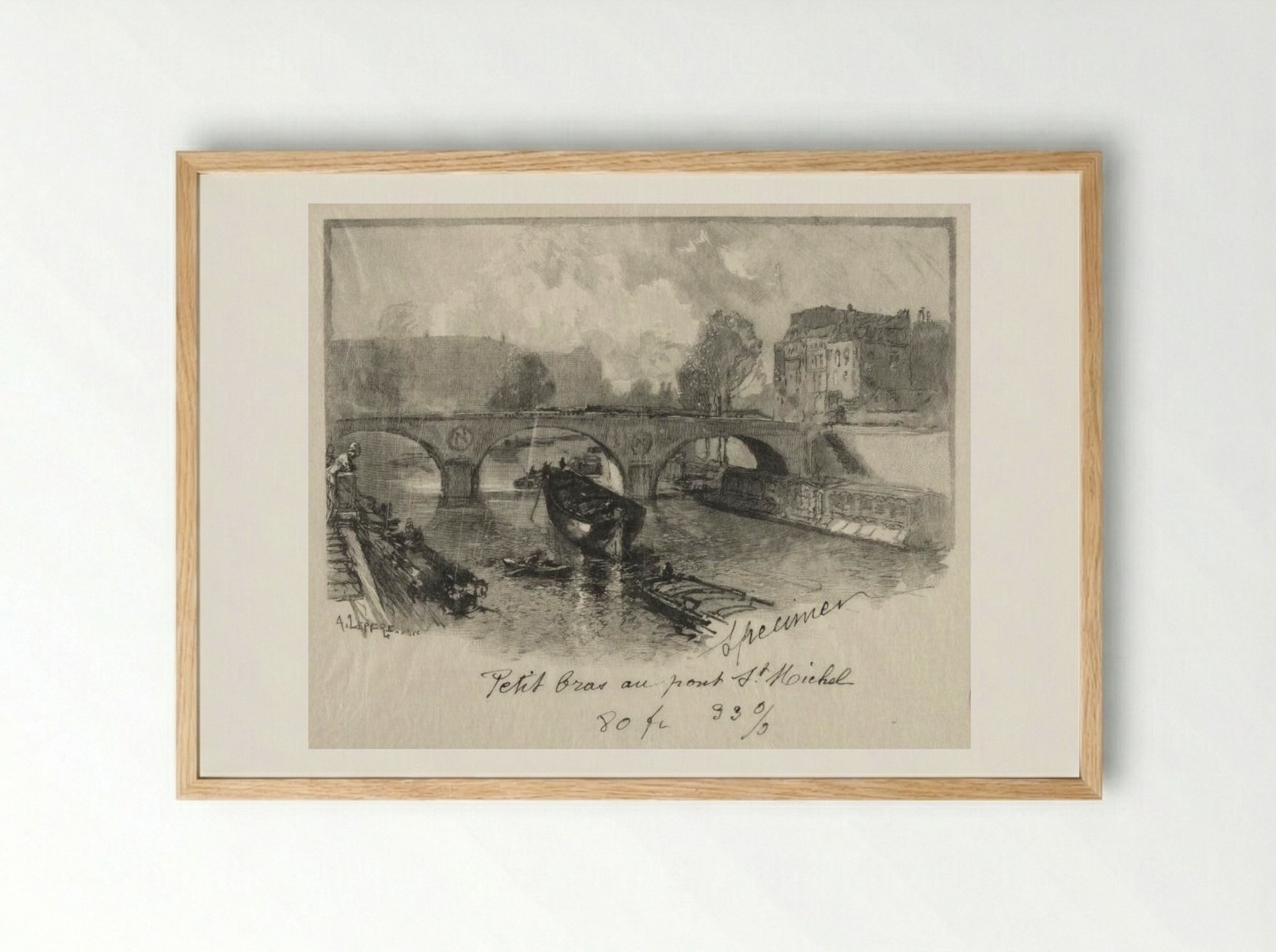 Petit bras au Pont St. Michel - Auguste Louis Lepère - Framed Print Wood