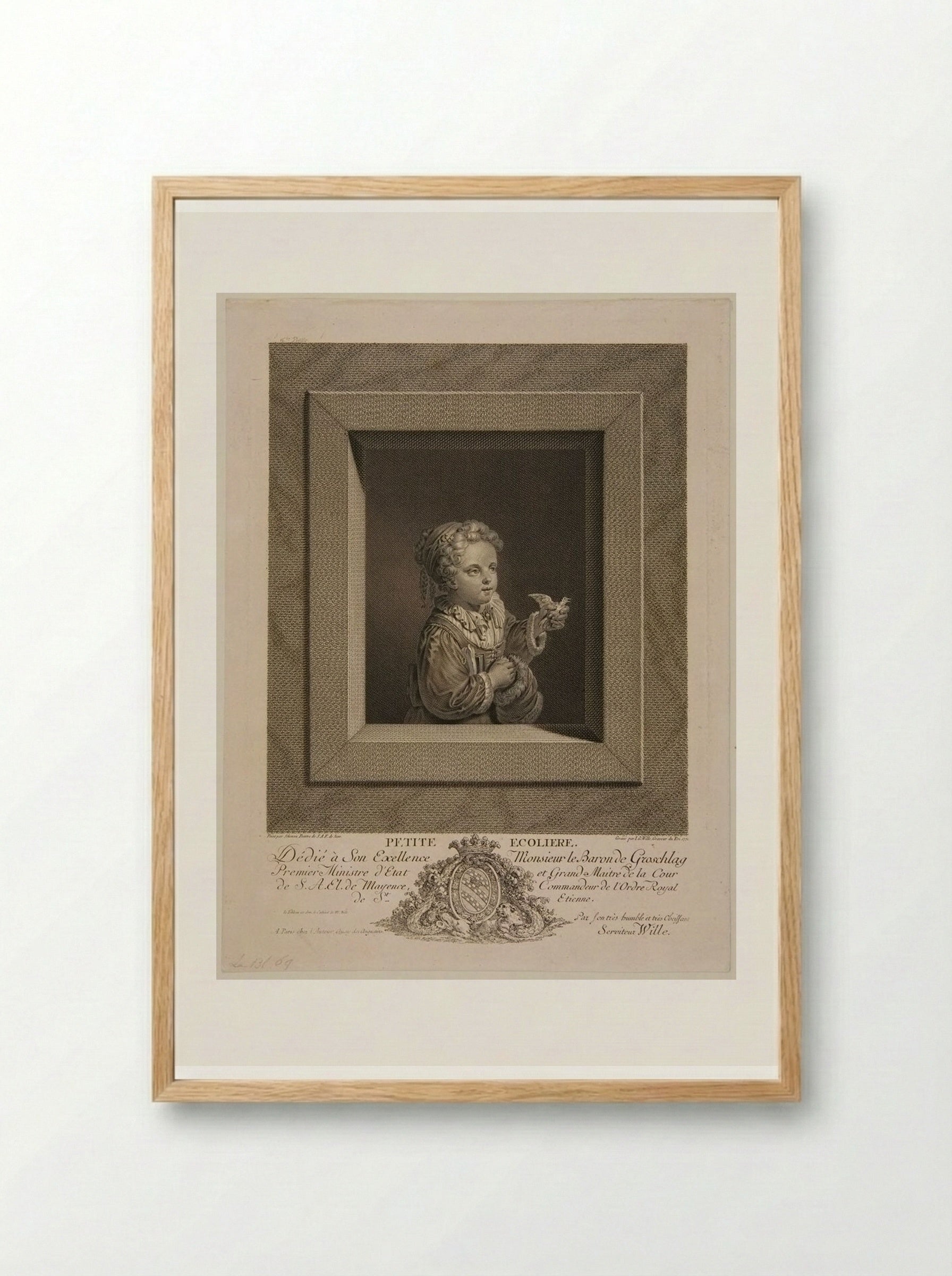 Petite Ecolière - Johann Georg Wille - Framed Print Wood