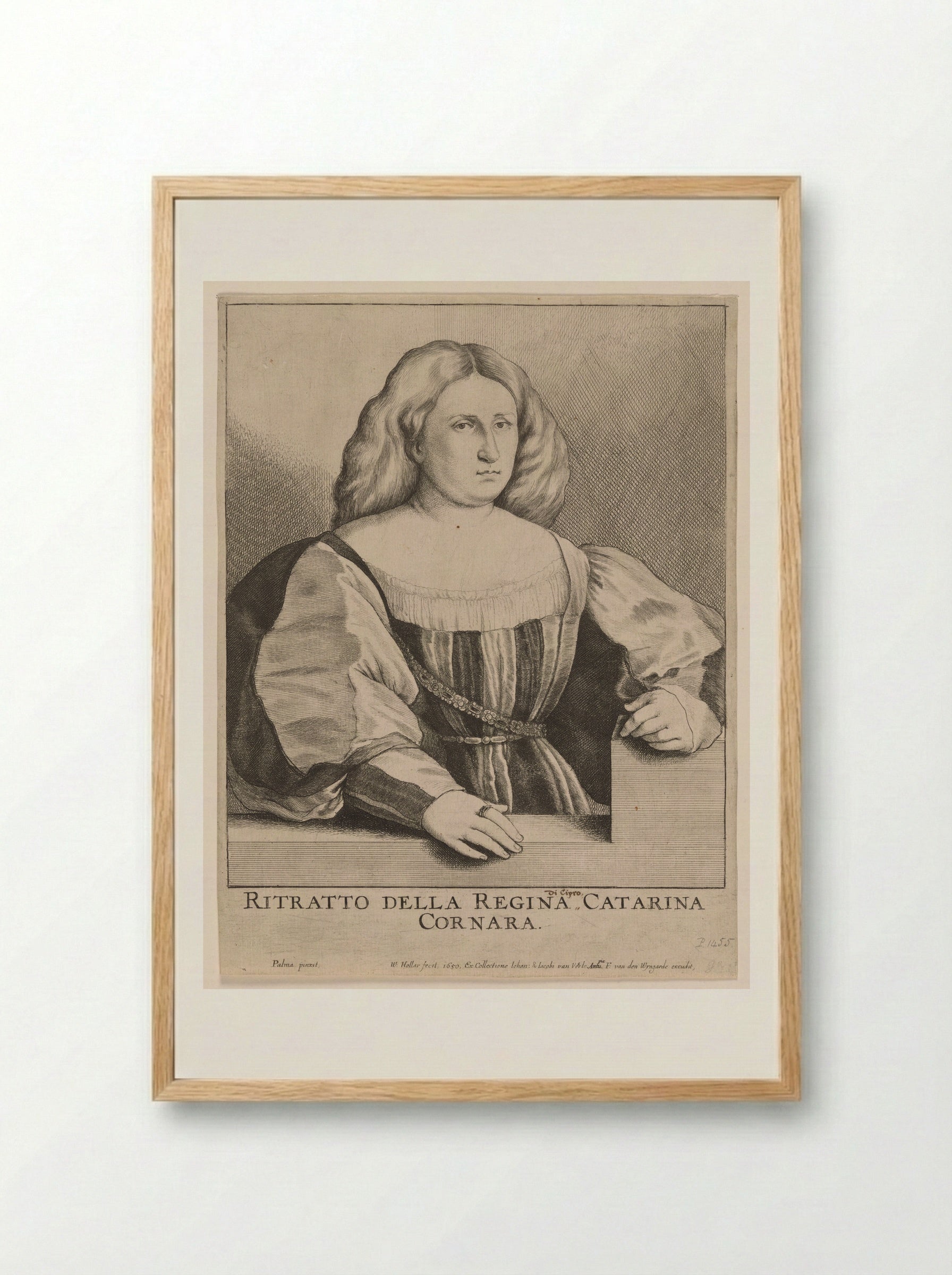 Petrarch's Laura (Caterina Cornaro) - Wenceslaus Hollar - Framed Print Wood