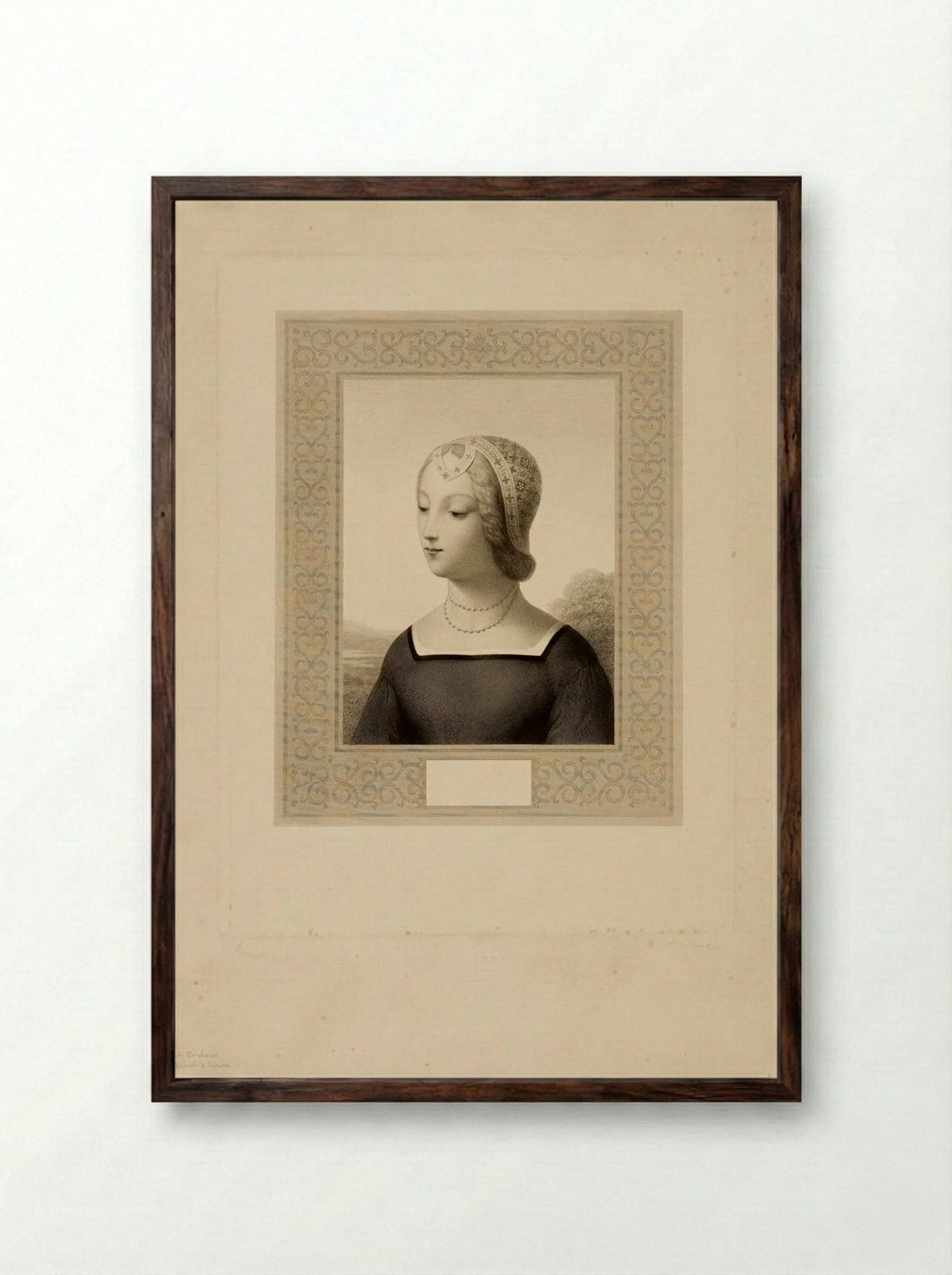 Petrarch's Laura - François Eugène Augustin Bridoux - Framed Print Dark Wood