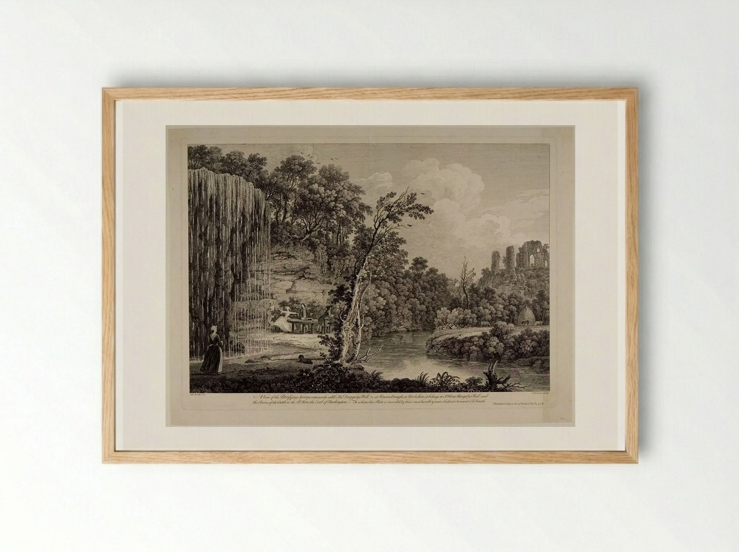 Petrifying Spring at Knaresborough, in Yorkshire - François Vivares - Framed Print Wood