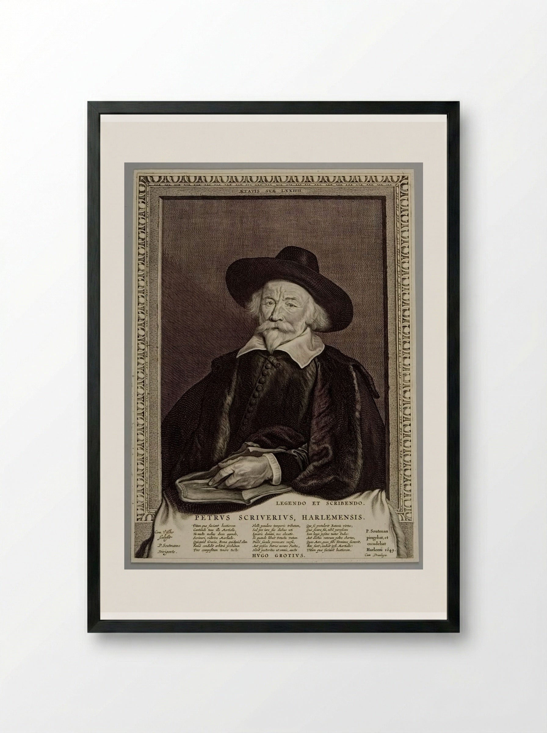 Petrus Scriverius Harlemensis - Cornelis Visscher - Framed Print Black