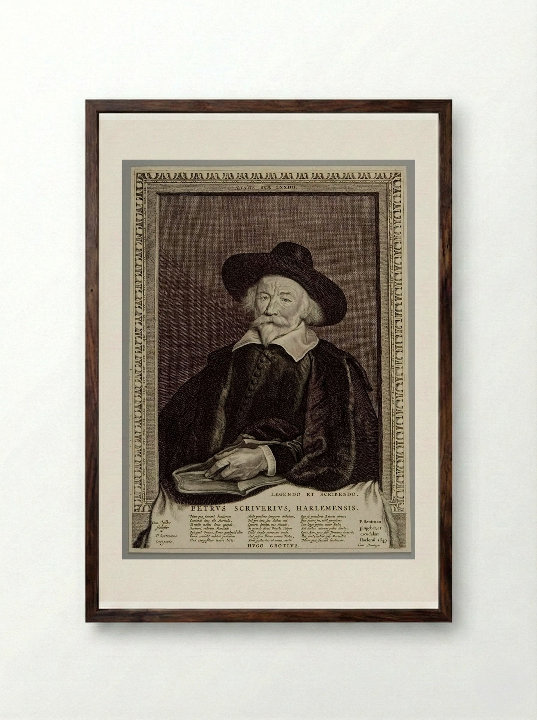 Petrus Scriverius Harlemensis - Cornelis Visscher - Framed Print Dark Wood