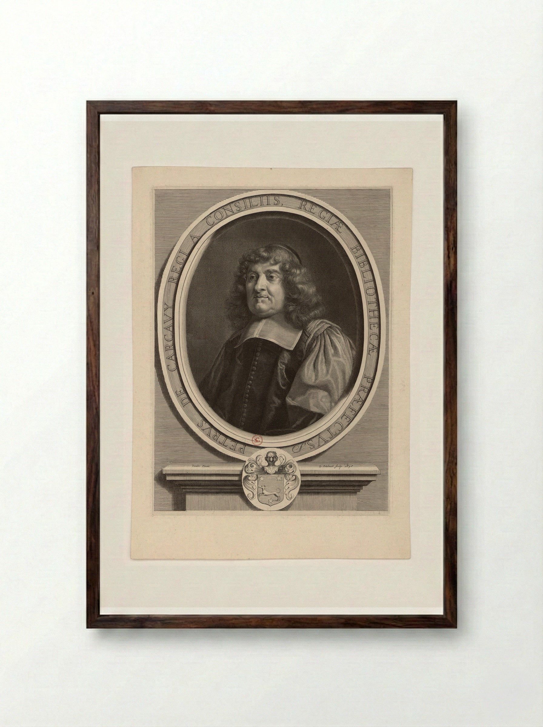 Petrus de Carcavy - Gérard Edelinck - Framed Print Dark Wood