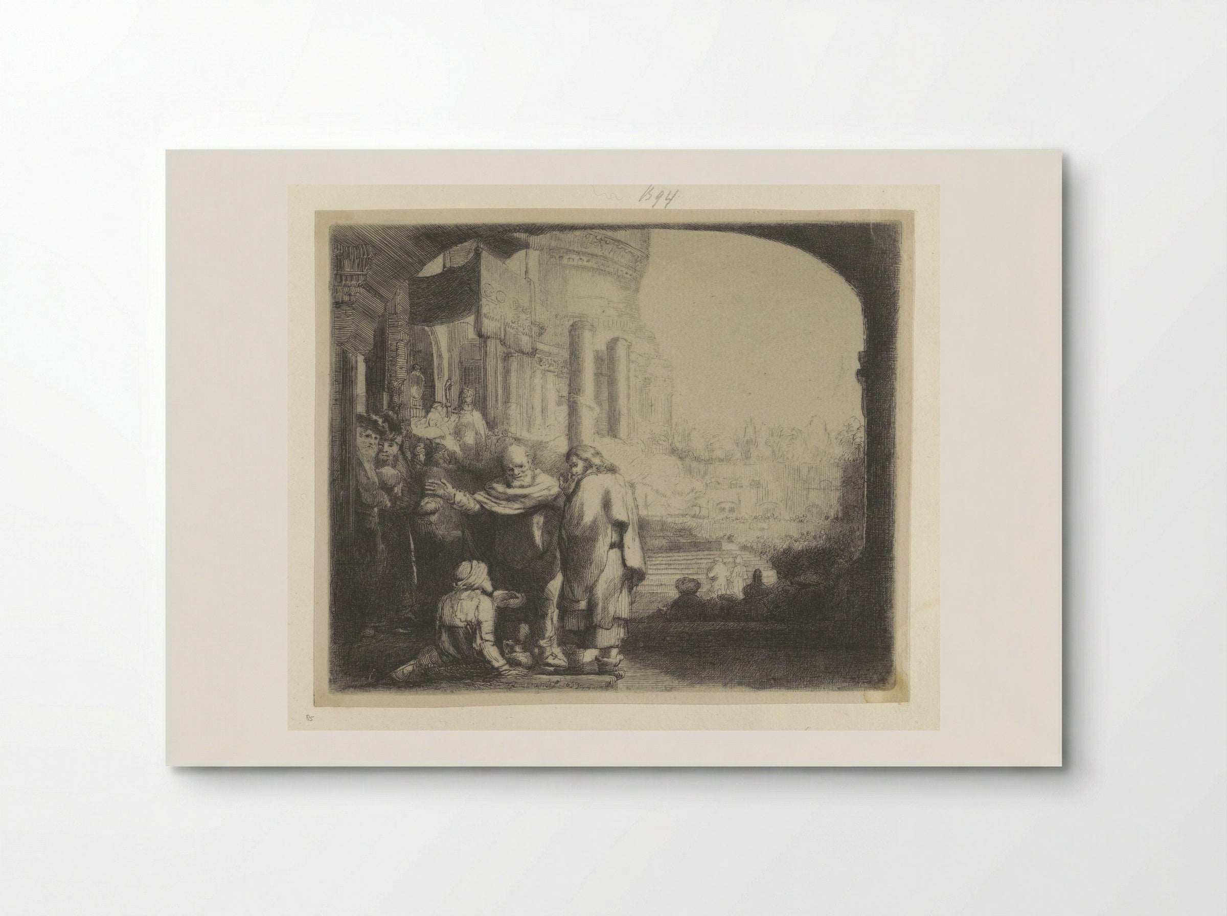 Petrus en Johannes genezen een verlamde man bij de tempelpoort - Henry Louis Basan - Poster