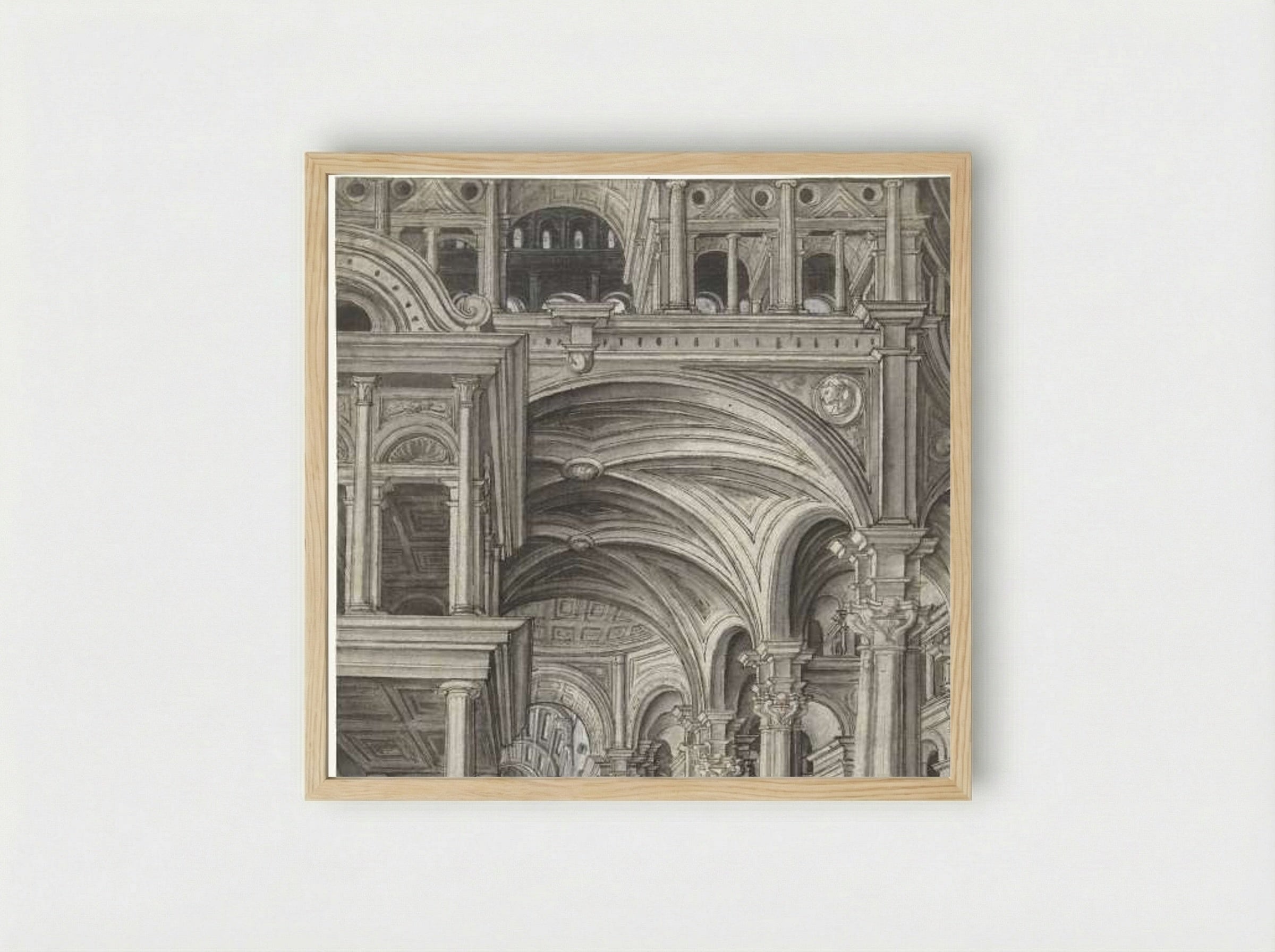 Petrus geneest de verlamde man in de tempel - Aertgen Claesz. van Leyden - Framed Print Wood