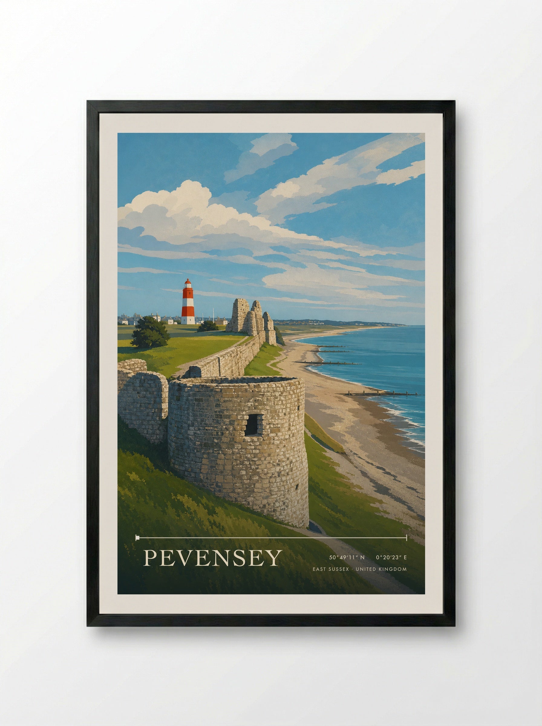 Pevensey East Sussex United Kingdom Travel Poster - Framed Print Black