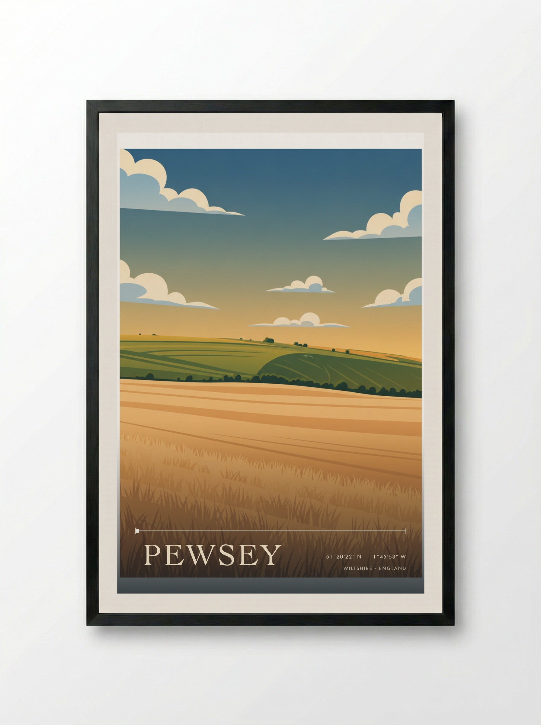 Pewsey Wiltshire England Travel Poster - Framed Print Black