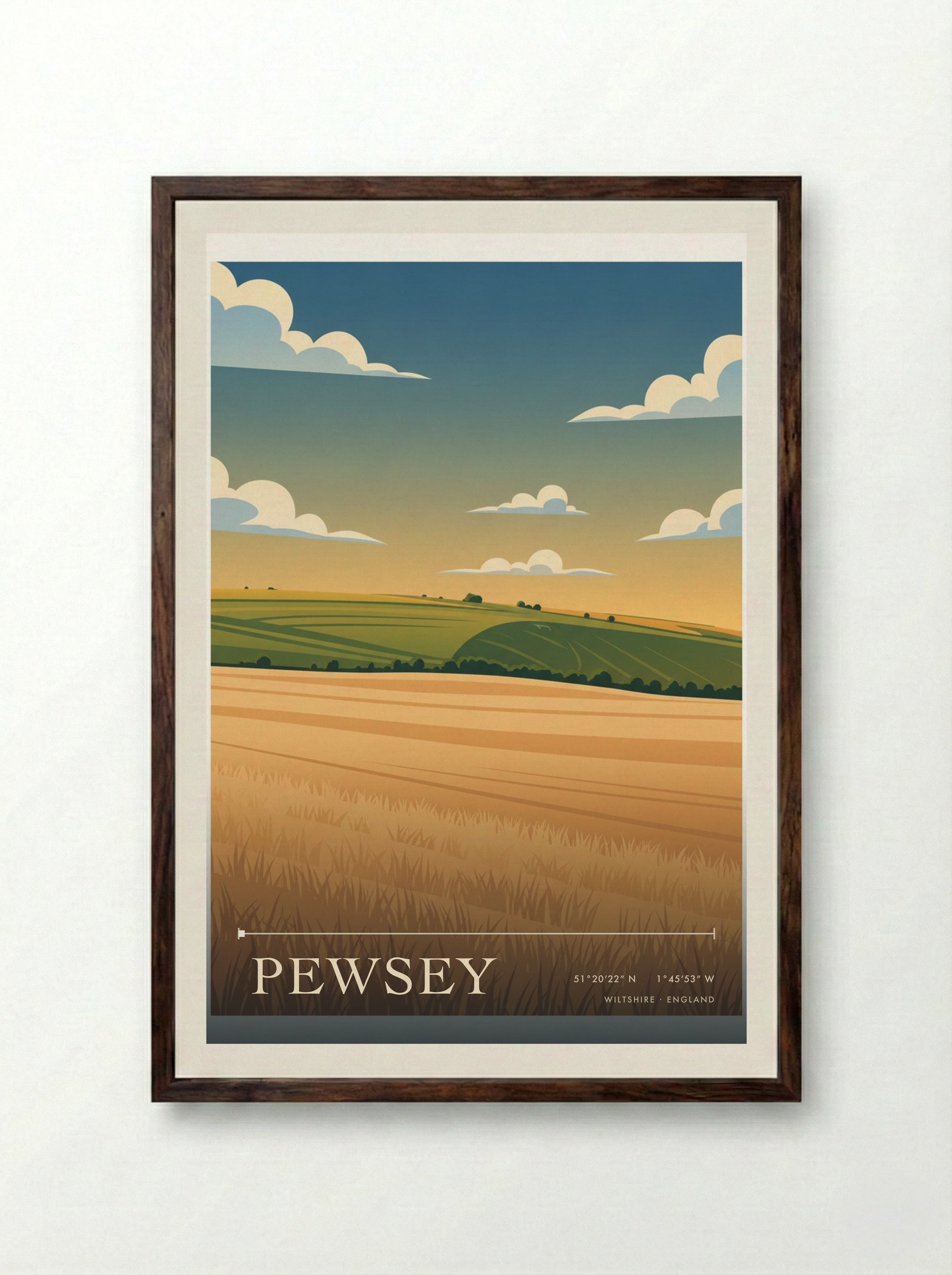 Pewsey Wiltshire England Travel Poster - Framed Print Dark Wood