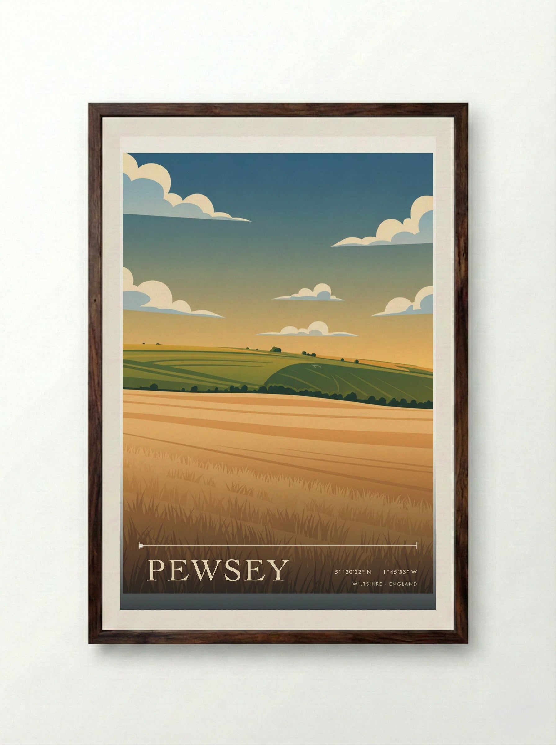 Pewsey Wiltshire England Travel Poster - Framed Print Dark Wood