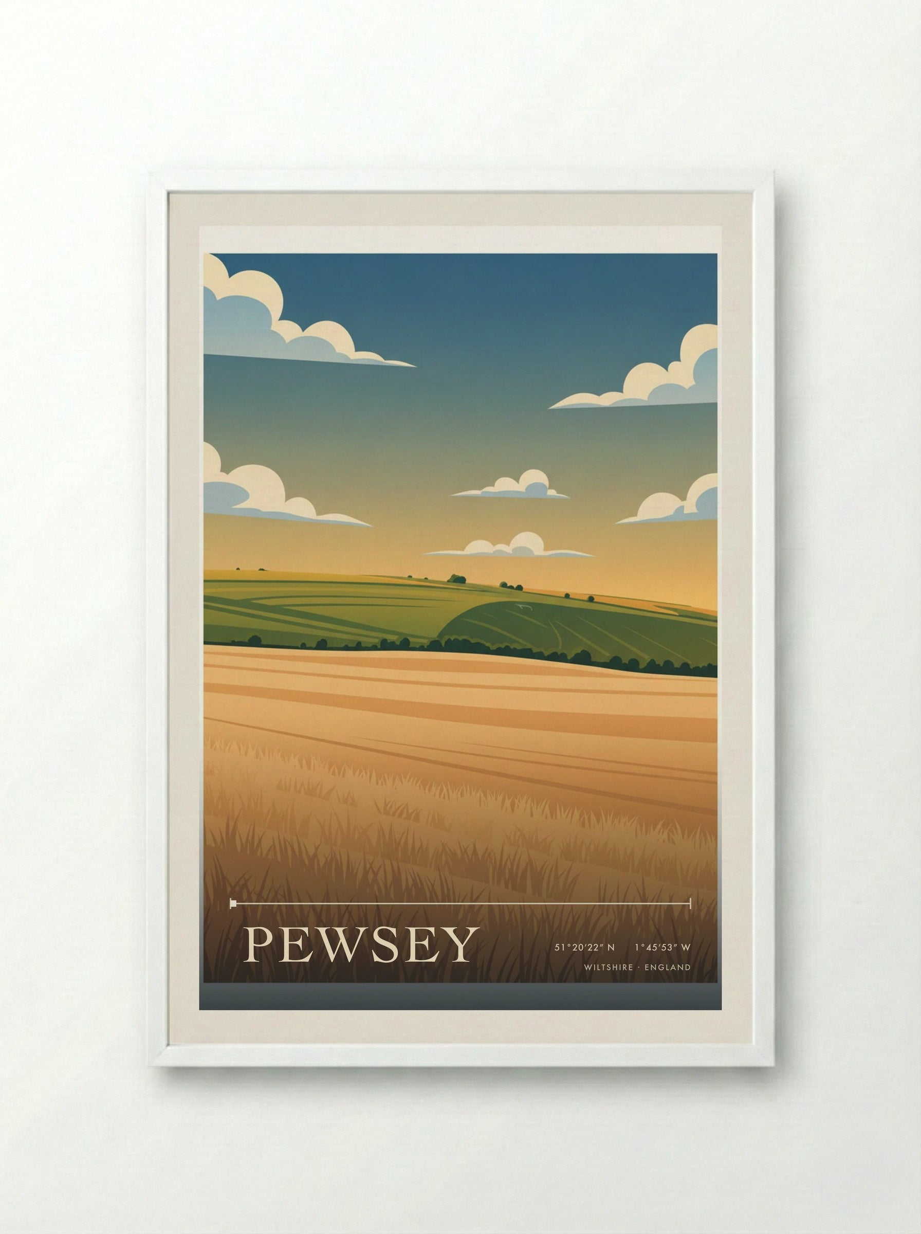 Pewsey Wiltshire England Travel Poster - Framed Print White