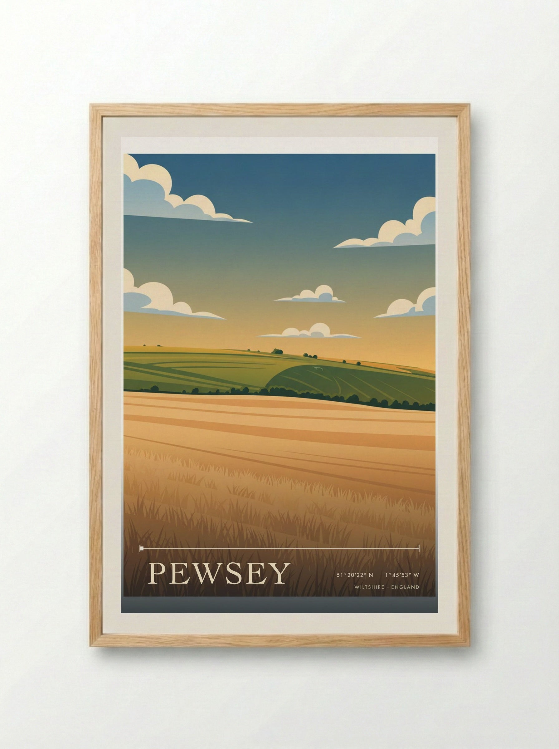 Pewsey Wiltshire England Travel Poster - Framed Print Wood