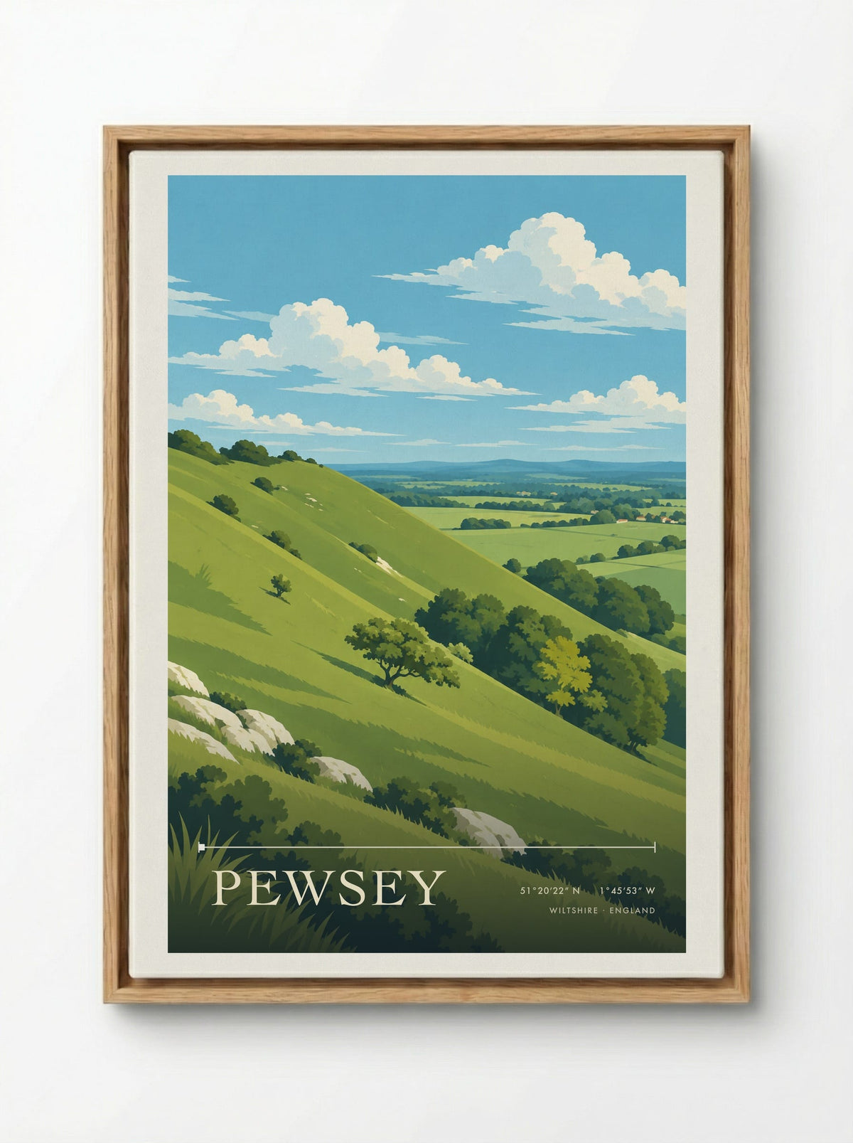 Pewsey Wiltshire | Travel Poster - Framed Canvas Wood